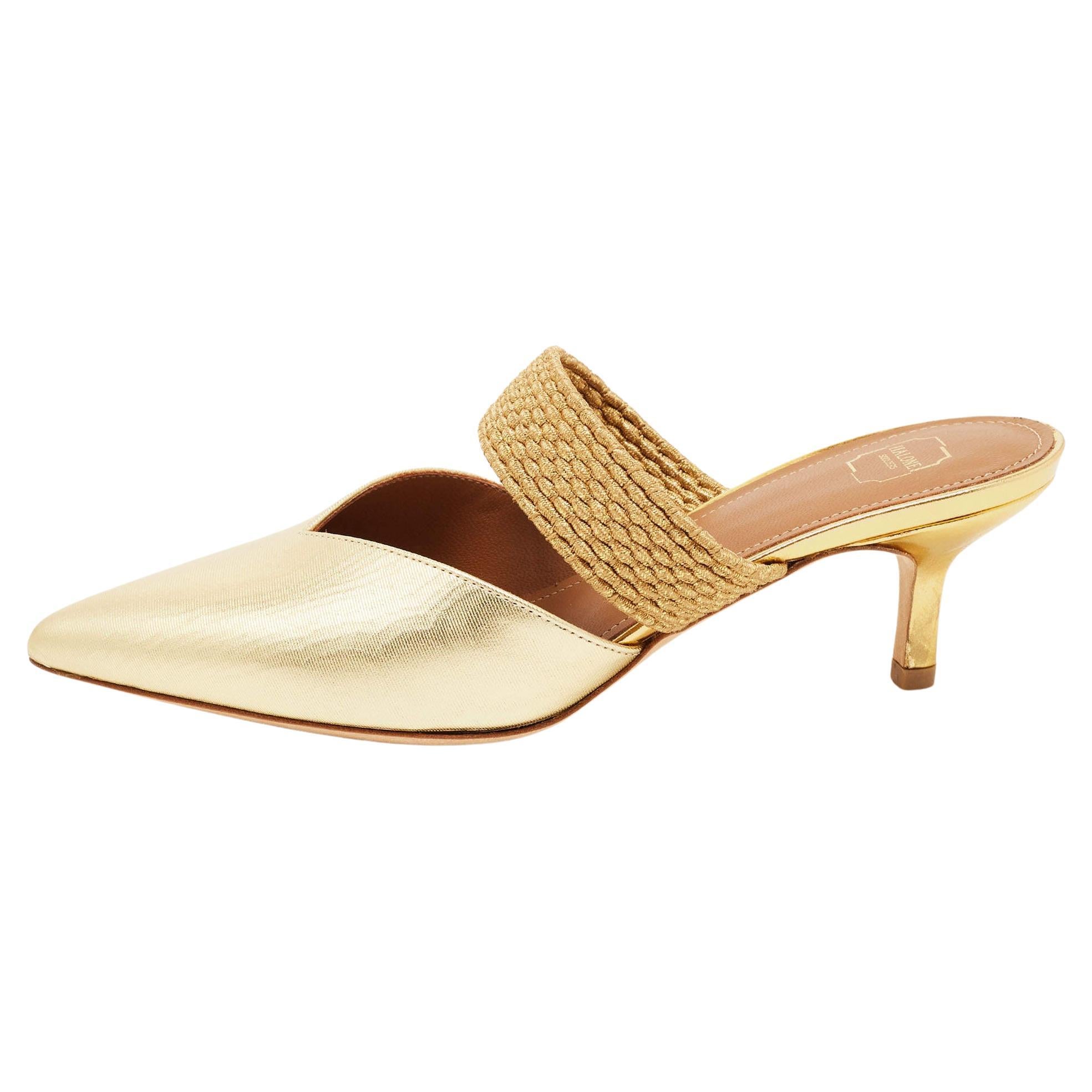 Malone Souliers Gold Leather Maisie Mules Size 35