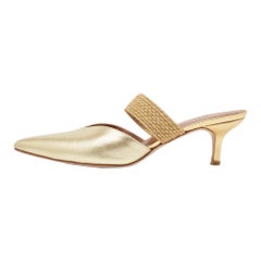 Malone Souliers Gold Leather Maisie Mules Size 38.5