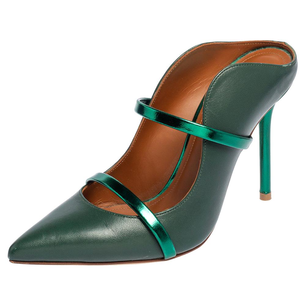 Malone Souliers Green Leather Maureen Pumps Size 36
