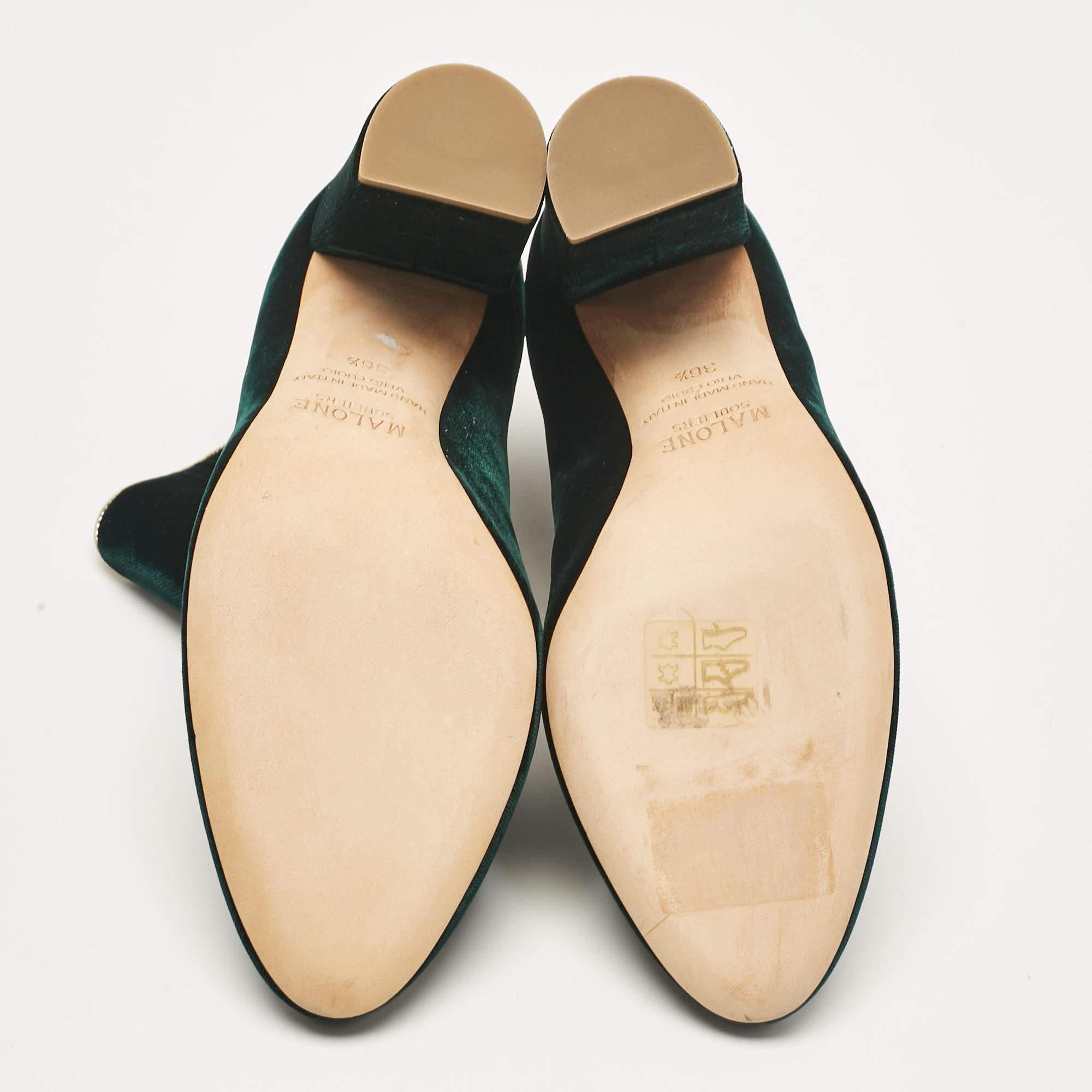 Malone Souliers - Bottes de longueur cheville Eula en cuir vert, taille 36,5 en vente 1