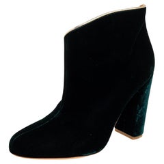 Malone Souliers Green Velvet Ankle Booties Size 36.5