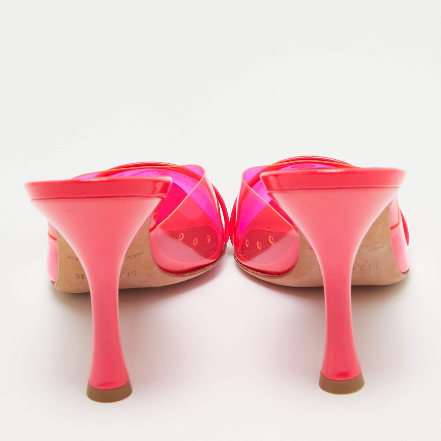 Malone Souliers Heißrosa Lackleder und PVC  Joella Pantoletten Größe 38 Damen im Angebot
