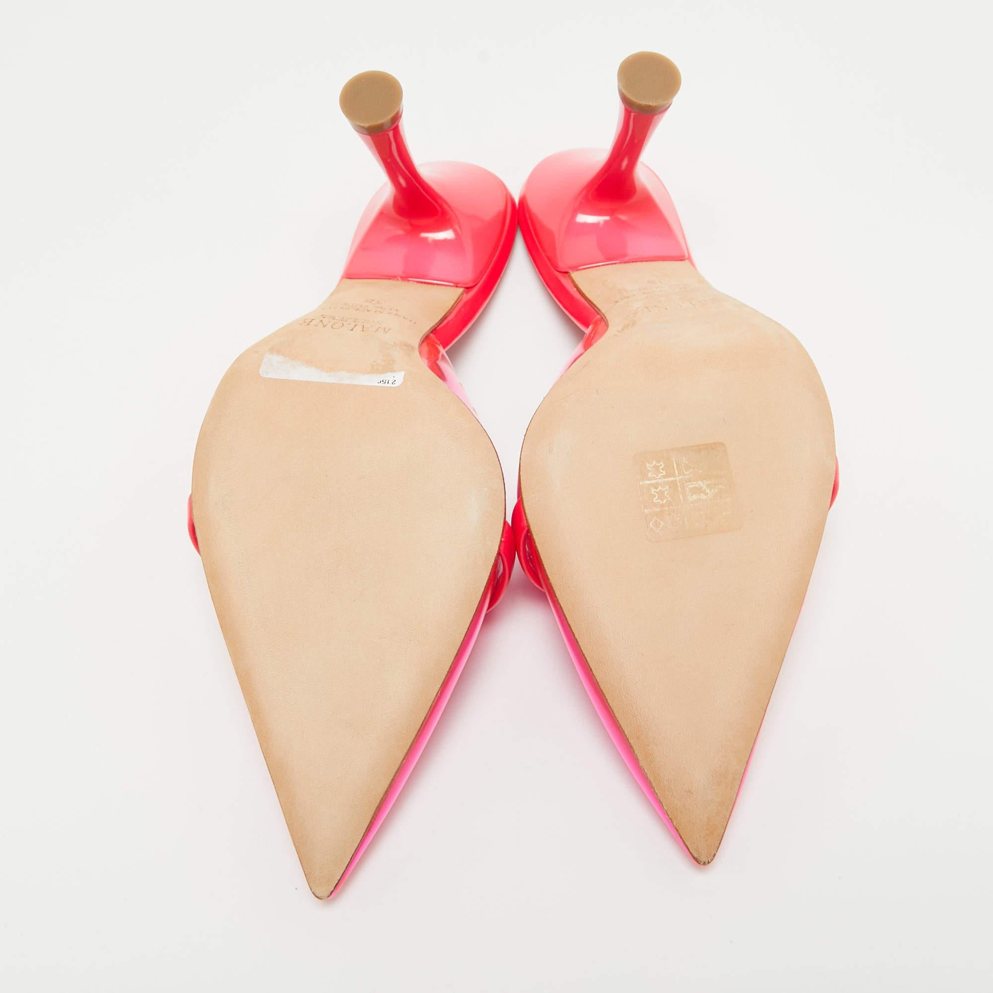 Malone Souliers Heißrosa Lackleder und PVC  Joella Pantoletten Größe 38 im Angebot 1