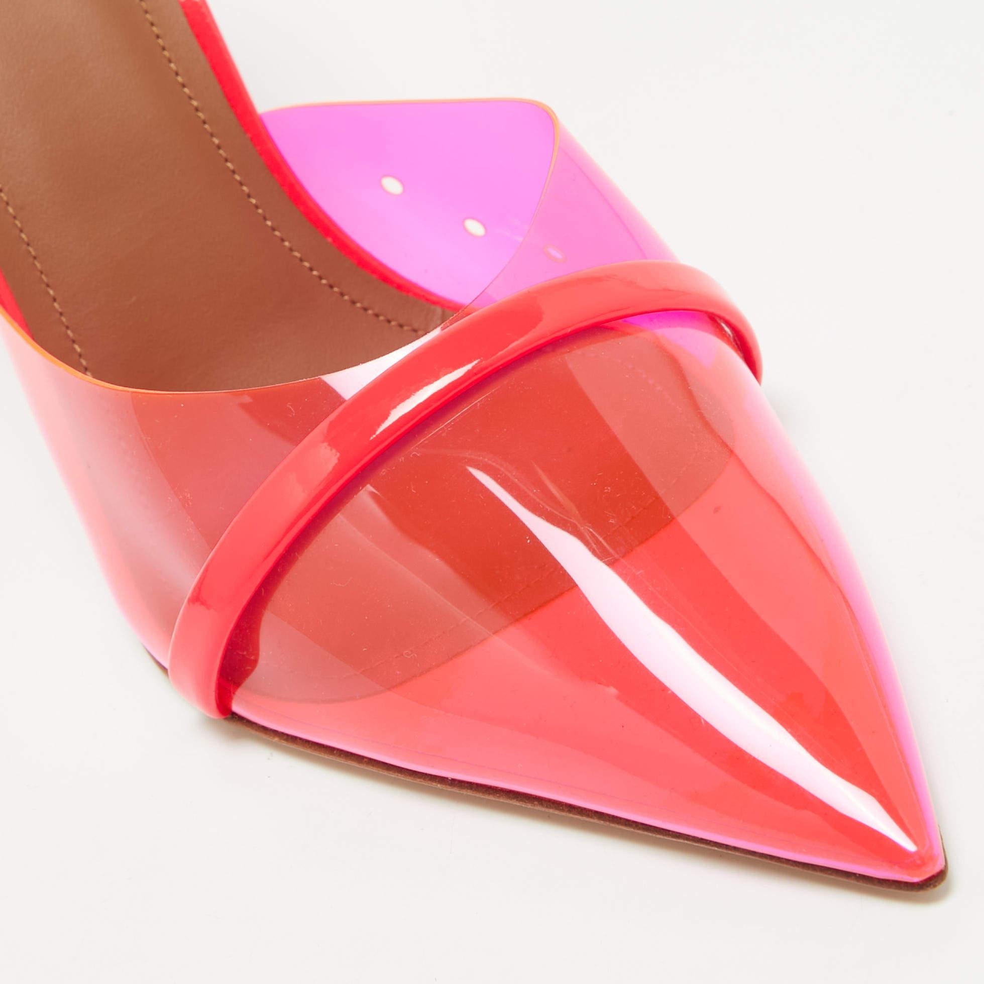 Malone Souliers Heißrosa Lackleder und PVC  Joella Pantoletten Größe 38 im Angebot 2