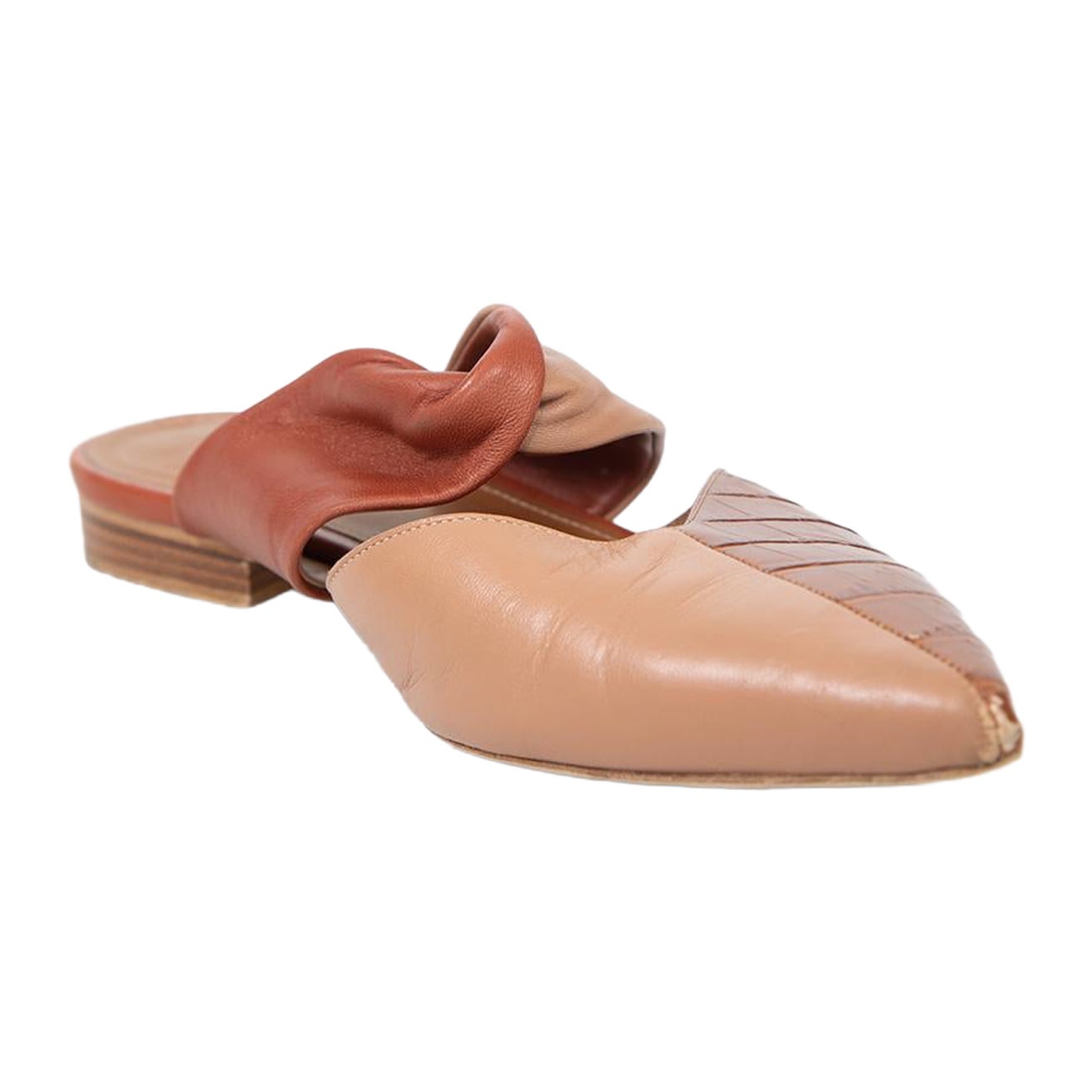 Malone Souliers Leather Croc Embossed Mules Size IT 38 For Sale