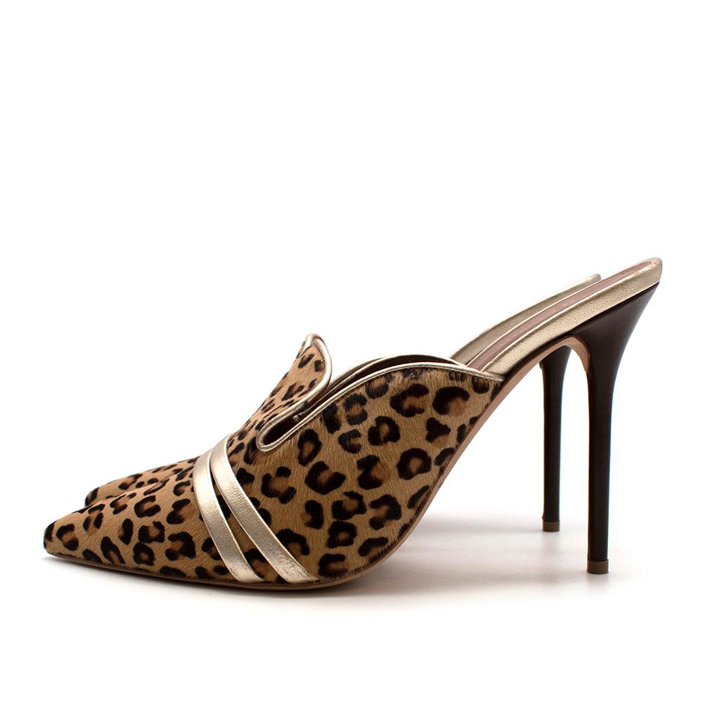 Malone Souliers Leopard Pony Style Calf Hair Hayley Mules - Size EU 41 In New Condition In London, GB