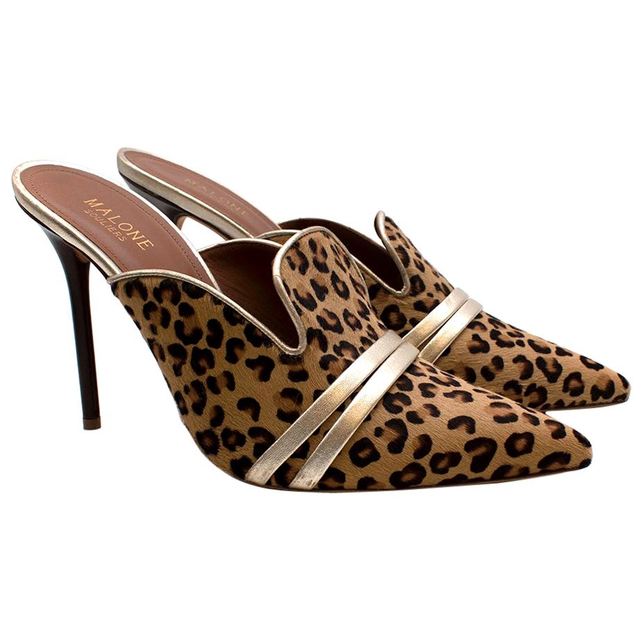 Malone Souliers Leopard Pony Style Calf Hair Hayley Mules - Size EU 41 ...
