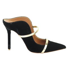 Malone Souliers Maureen Metallic Leather Trimmed Velvet Mules EU 39 UK 6 US 9