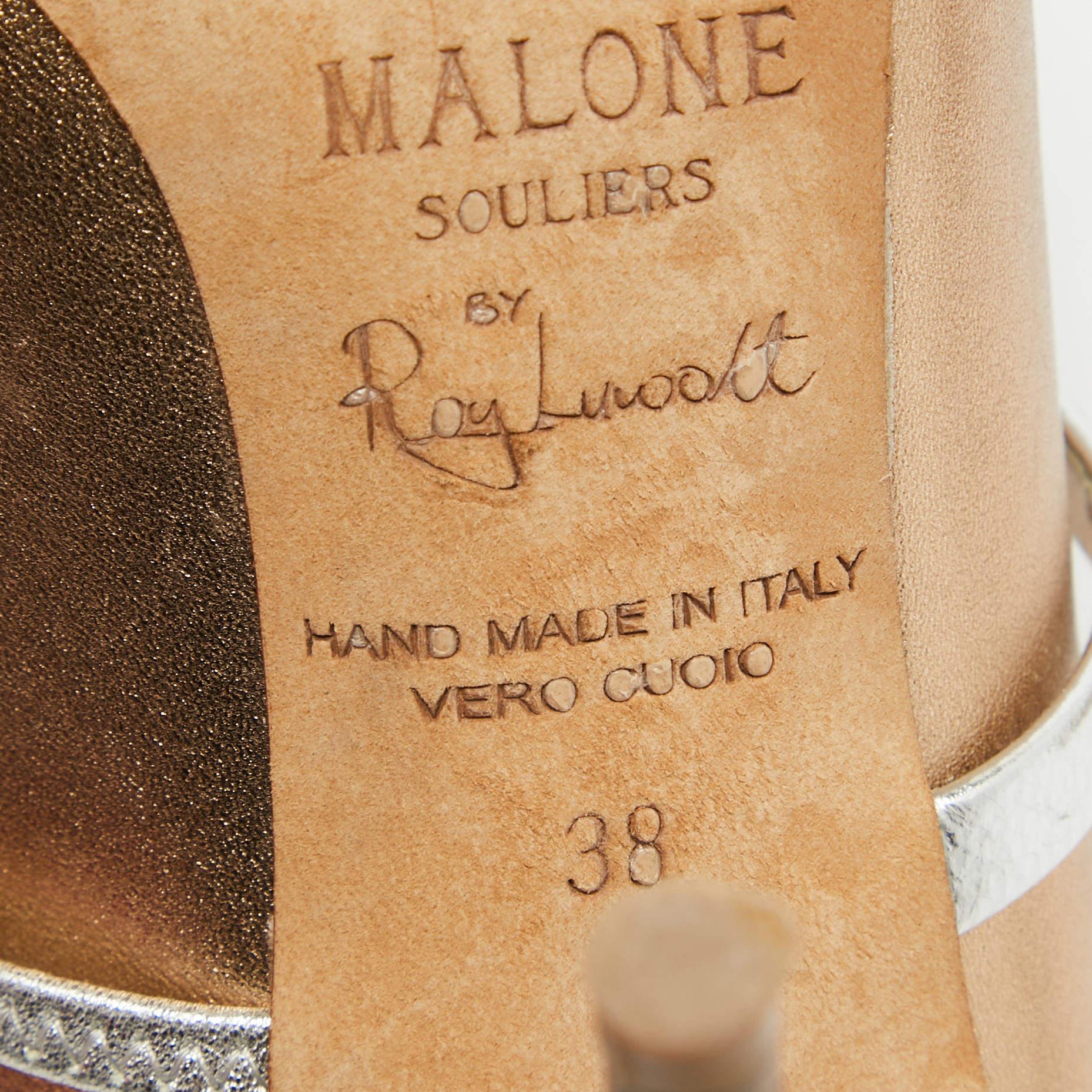 Malone Souliers Mules Maureen en cuir doré métallisé Taille 38 en vente 3