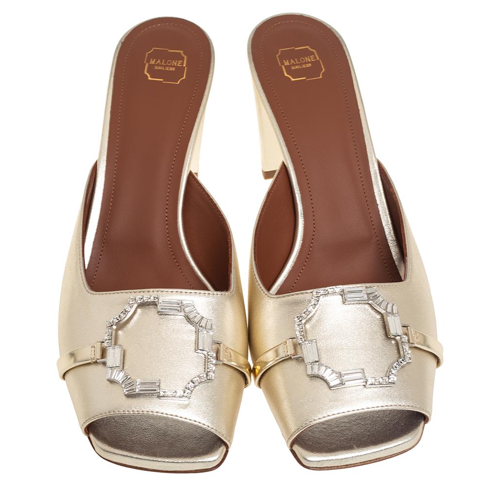 gold leather mules