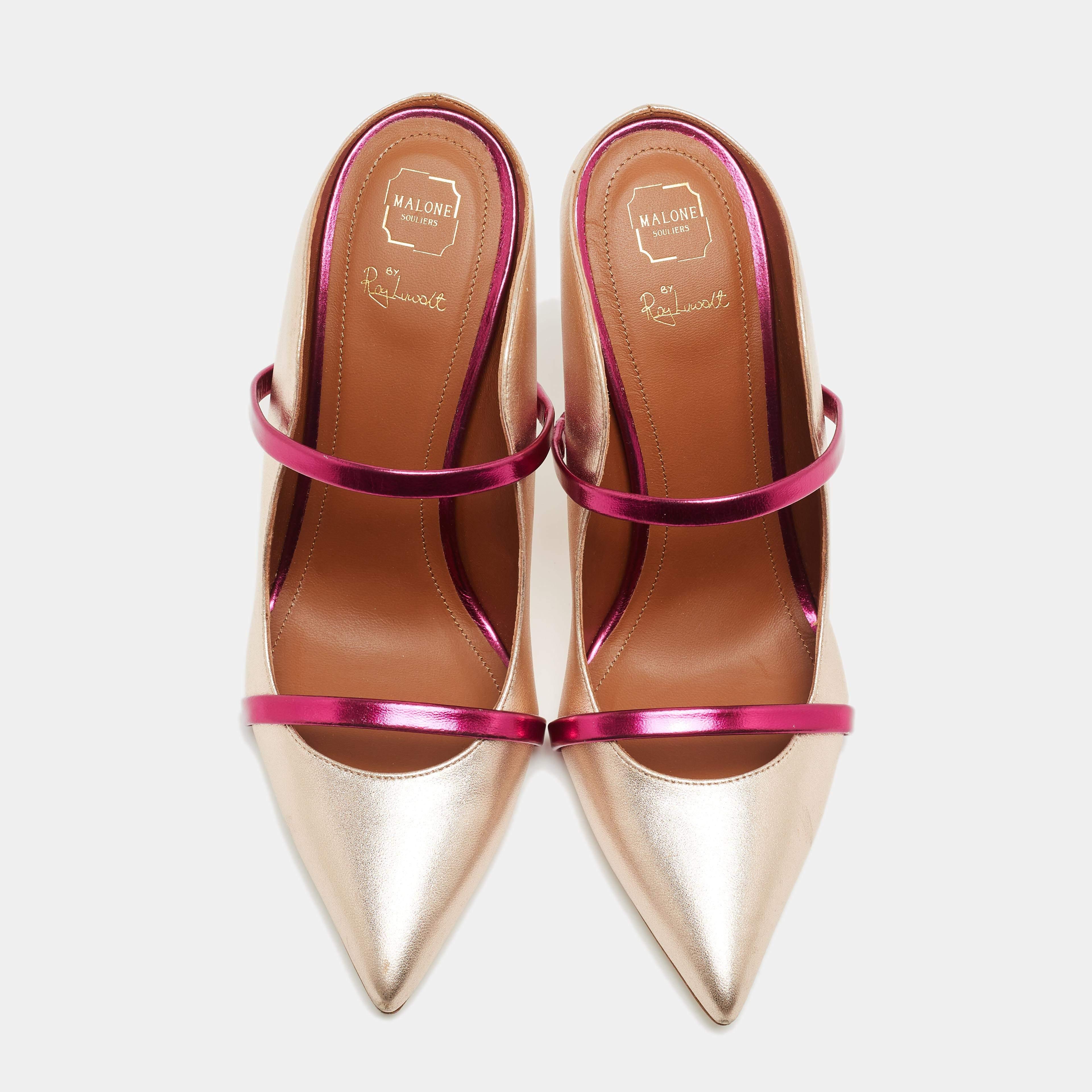 These iconic Maureen flats are not only graceful and chic but also highly comfortable. Crafted from rose gold foil leather, the strap highlights the shape of your feet. The pointed-toe silhouette completes these stunning flats so that you can flaunt