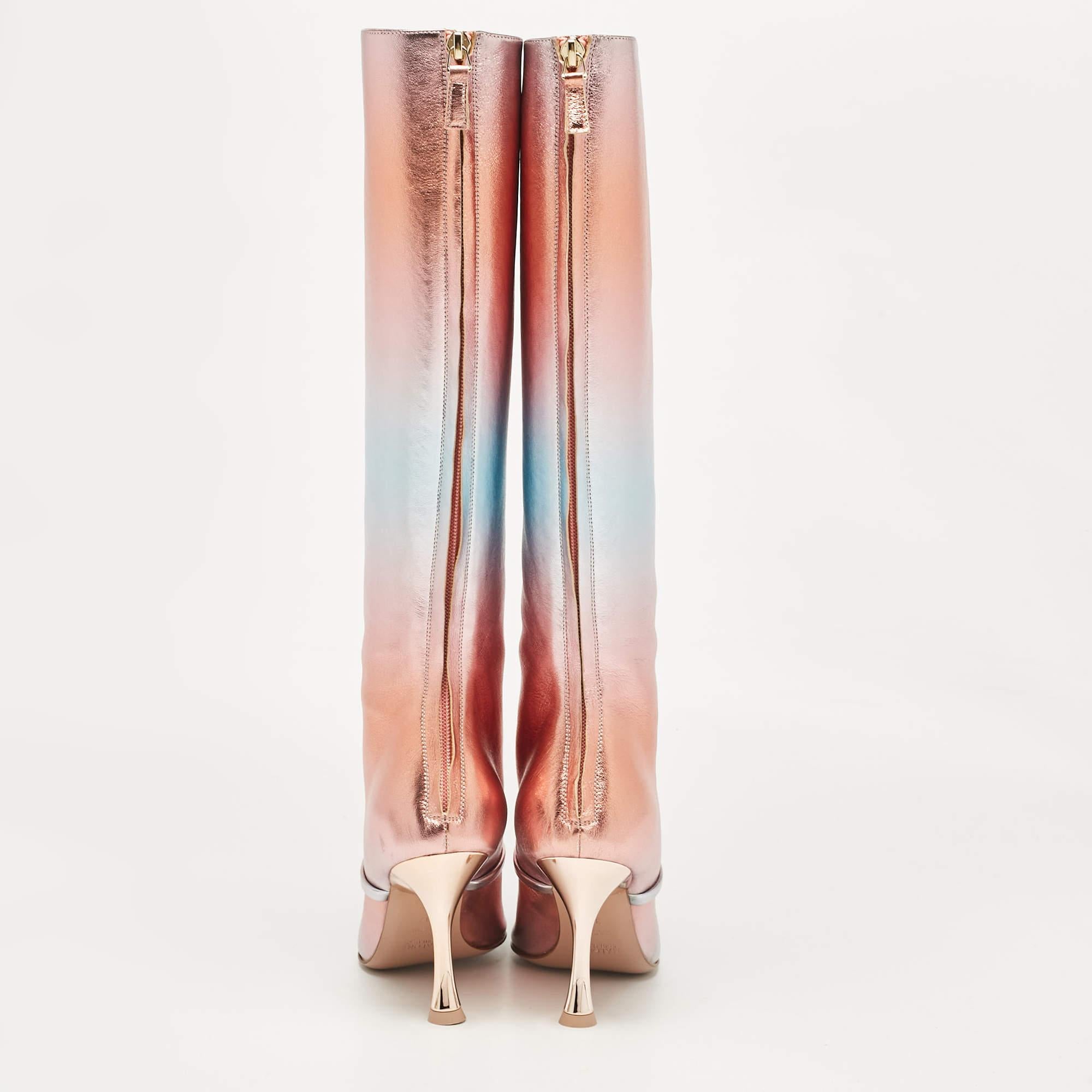 Malone Souliers Bottes longueur genou en cuir multicolore, taille 37 Pour femmes en vente