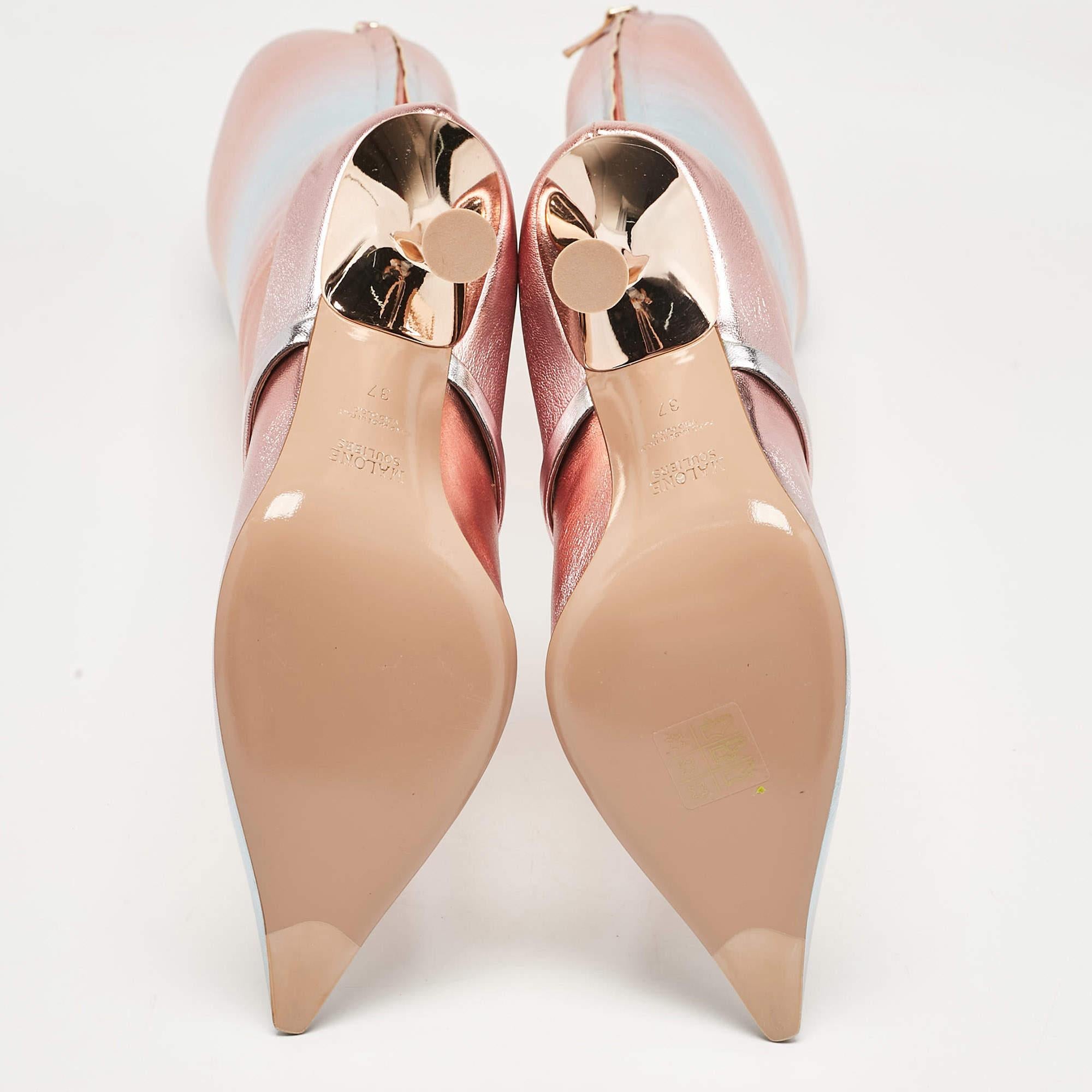 Malone Souliers Bottes longueur genou en cuir multicolore, taille 37 en vente 1