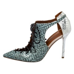 Malone Souliers Multicolor Python Montana Pointed Toe Lace Up Booties Size 37