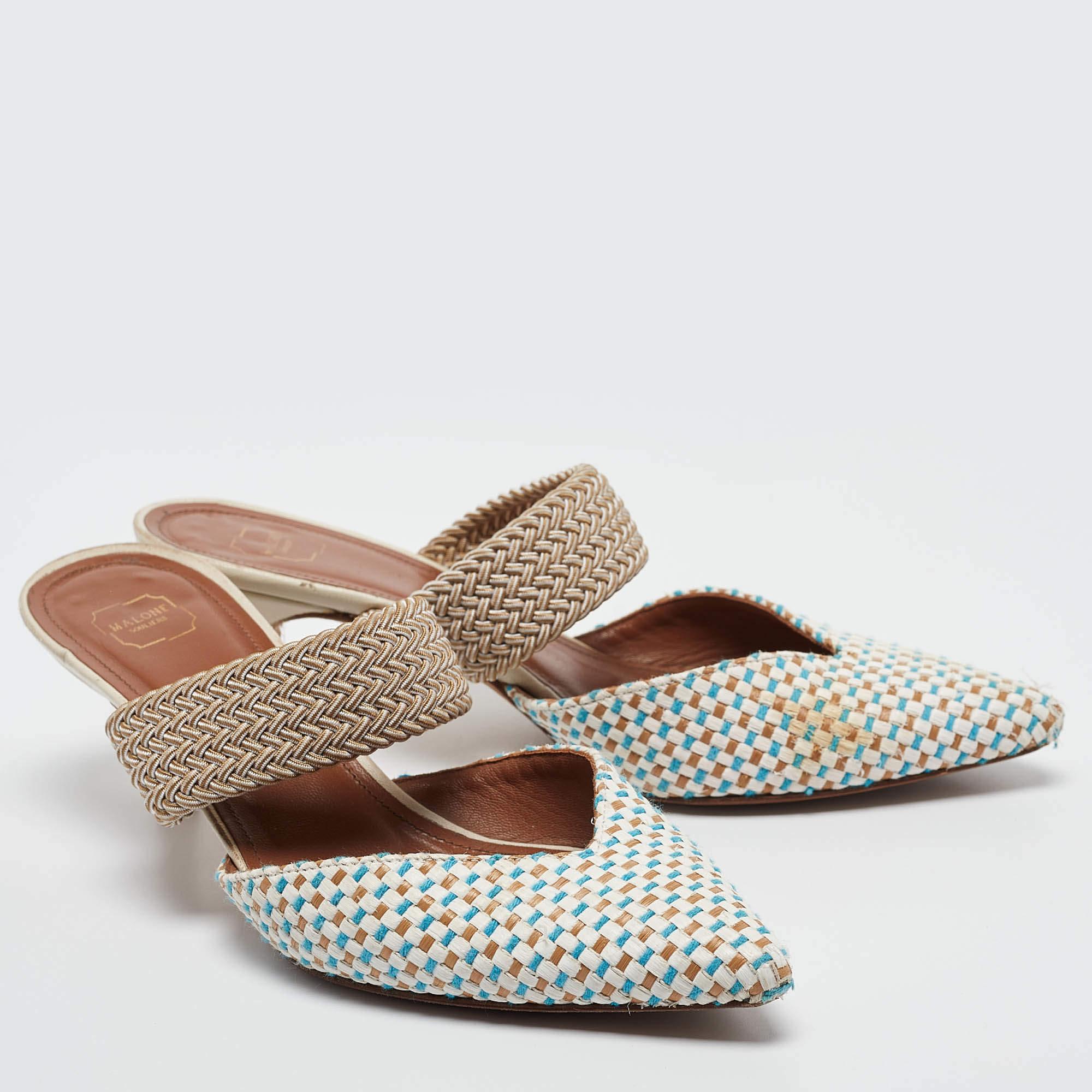 Malone Souliers Mules Maisie en raphia multicolore, taille 36 État moyen - En vente à Dubai, Al Qouz 2