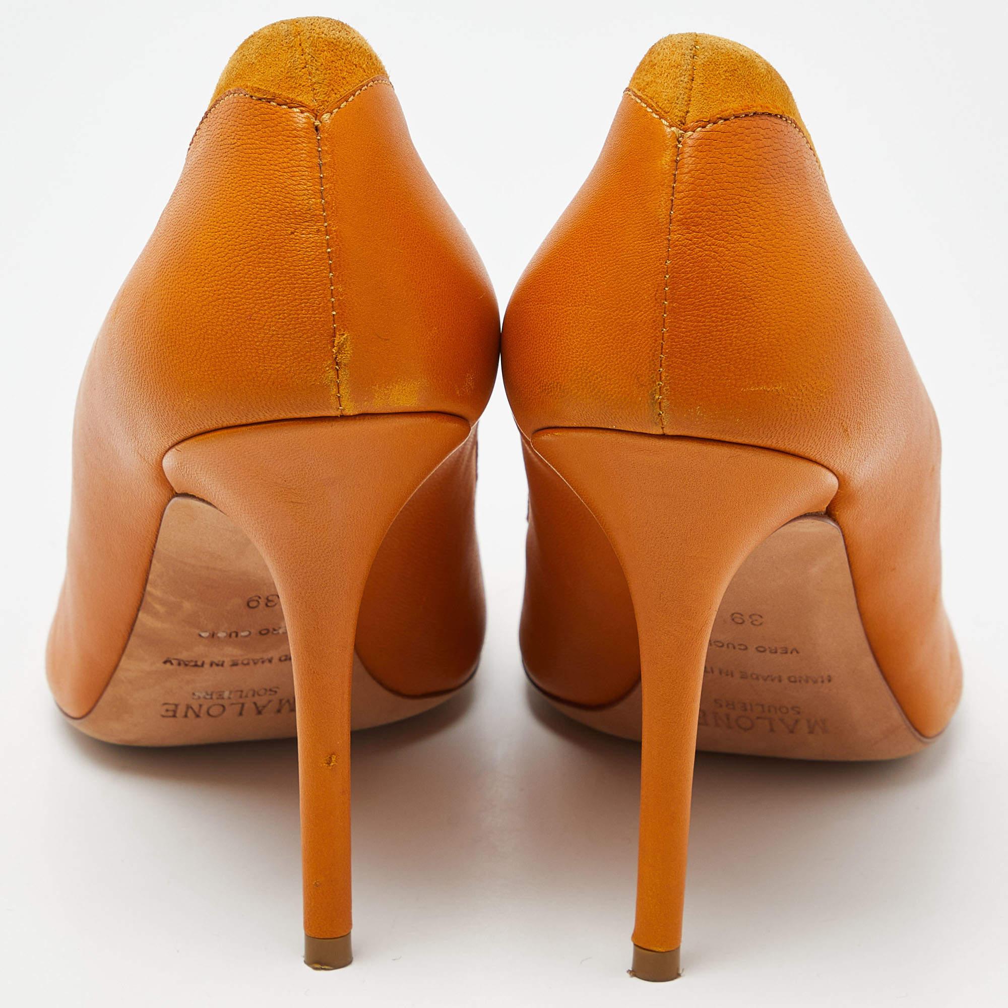 Malone Souliers escarpins à bout pointu en cuir et daim moutarde taille 39 Pour femmes en vente
