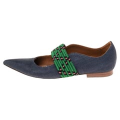 Malone Souliers Navy Blue/Canvas and Fabric Martina Luwolt Ballet Flats Size 36