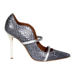 Malone Souliers Navy Pumps a punta in pelle di serpente taglia IT 39