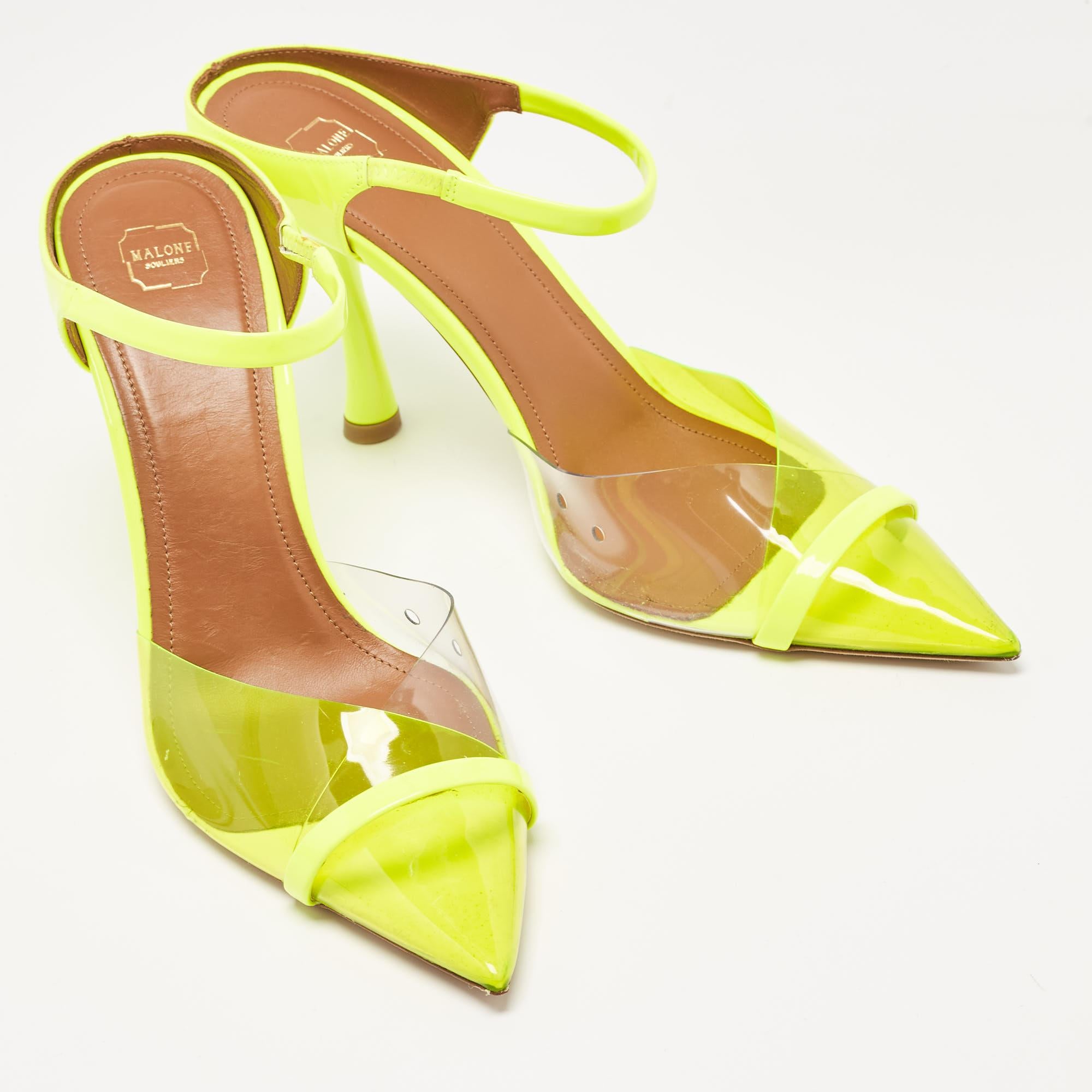 Malone Souliers Neon Green Iona Heel Mules Size 40.5 For Sale 2