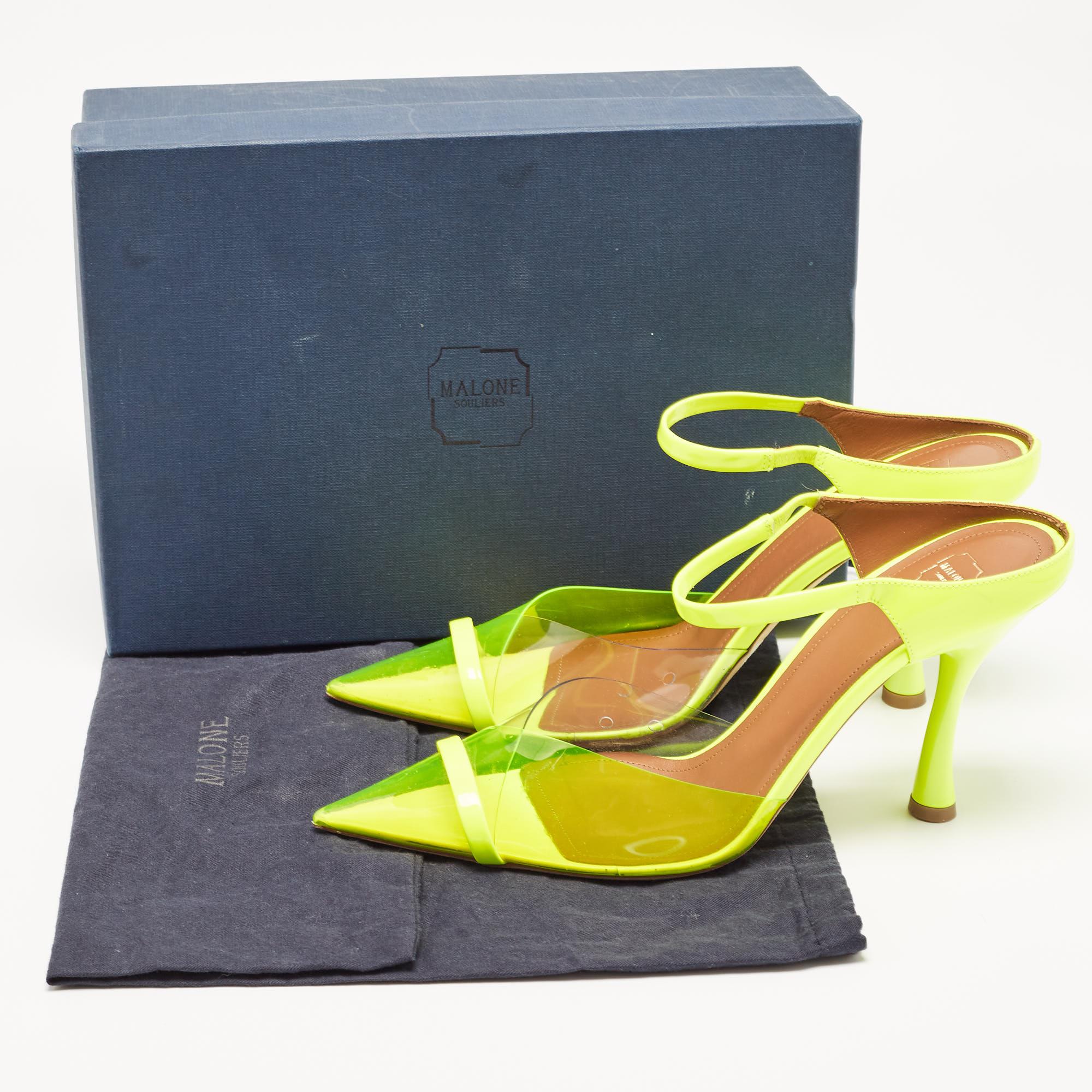 Malone Souliers Neon Green Iona Heel Mules Size 40.5 For Sale 4