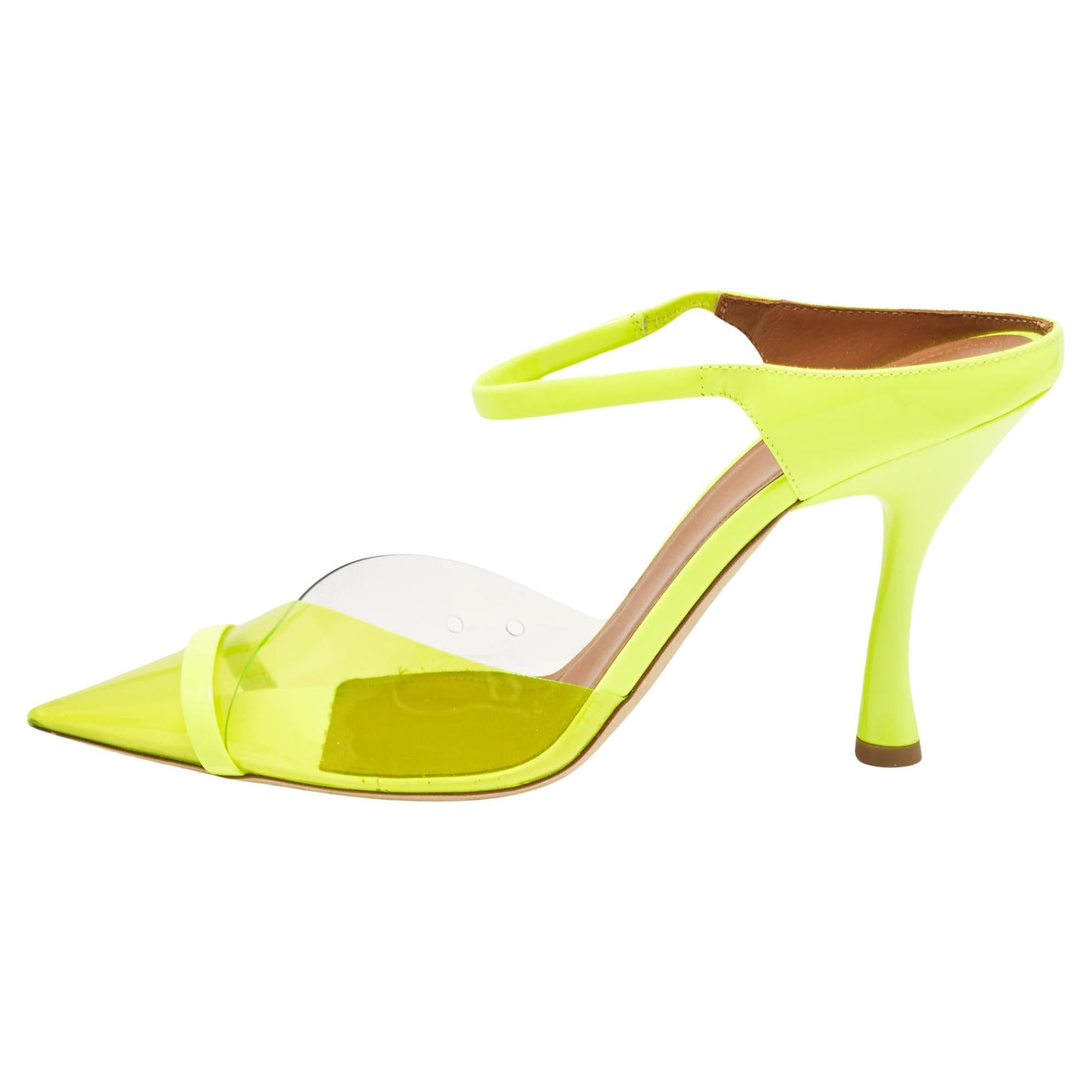 Malone Souliers Neon Green Iona Heel Mules Size 40.5 For Sale