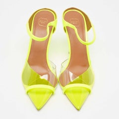 Malone Souliers Neon Green PVC and Patent Leather Iona Mules Size 38.5