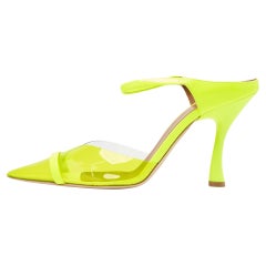 Malone Souliers Neon Green PVC and Patent Leather Iona Mules Size 38.5