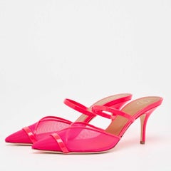 Malone Souliers Neon Pink Mesh and Patent Leather Clio Mules Size 39