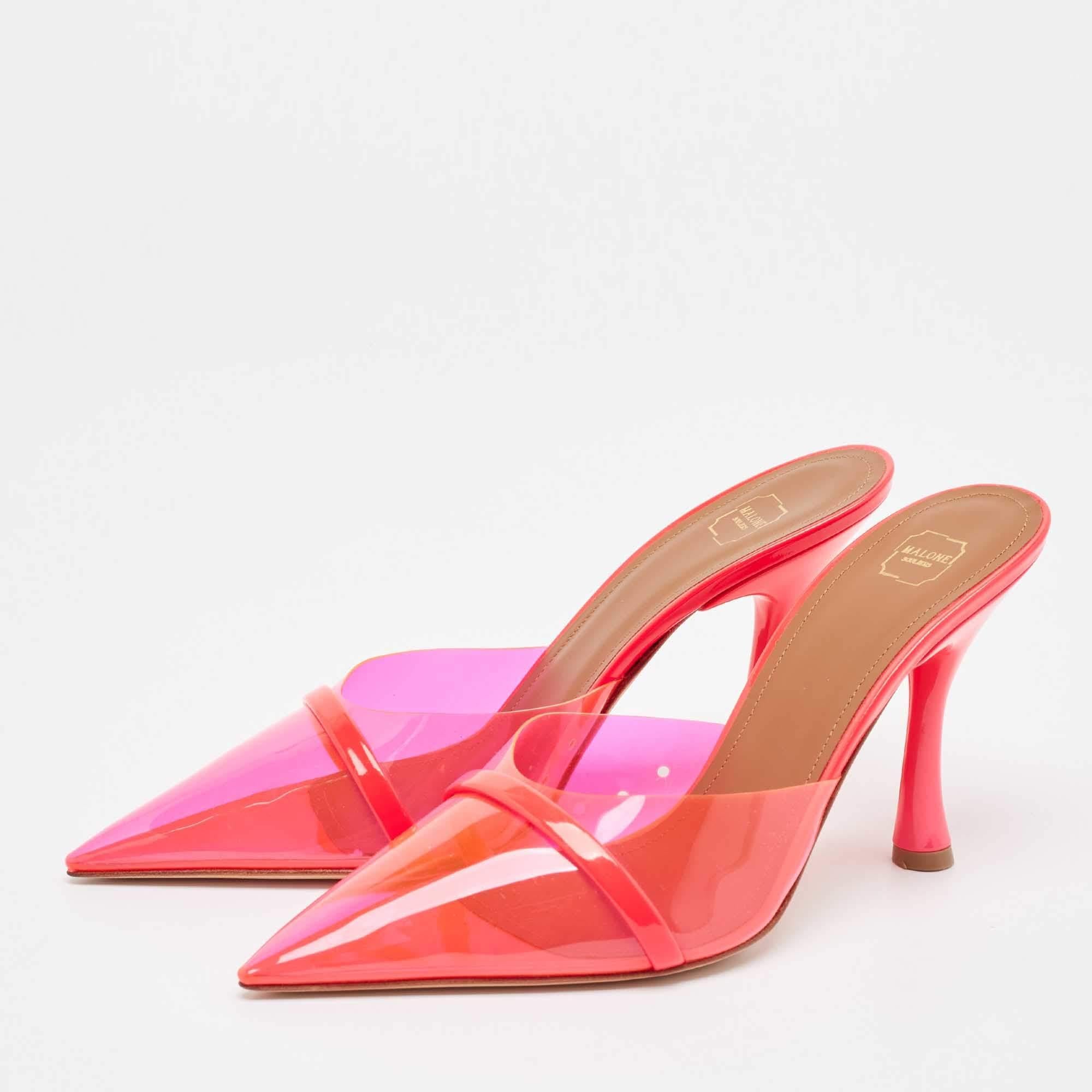 Rosa Malone Souliers Sandali Joella in vernice e PVC rosa neon taglia 38 in vendita