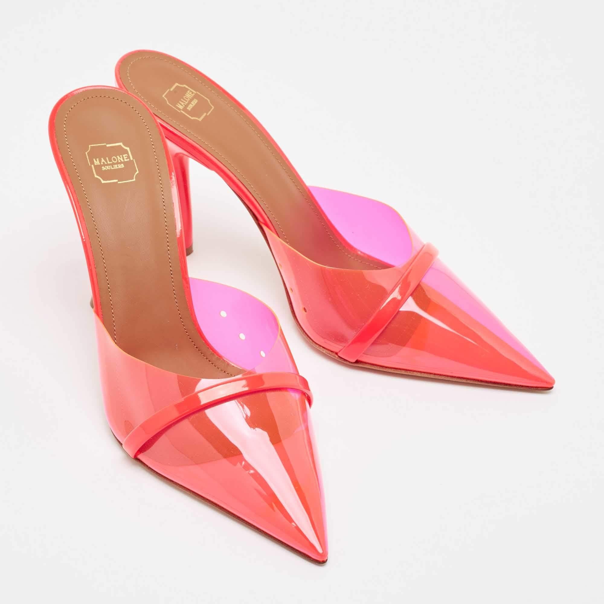 Malone Souliers Sandali Joella in vernice e PVC rosa neon taglia 38 In condizioni Nuovo in vendita a Dubai, Al Qouz 2