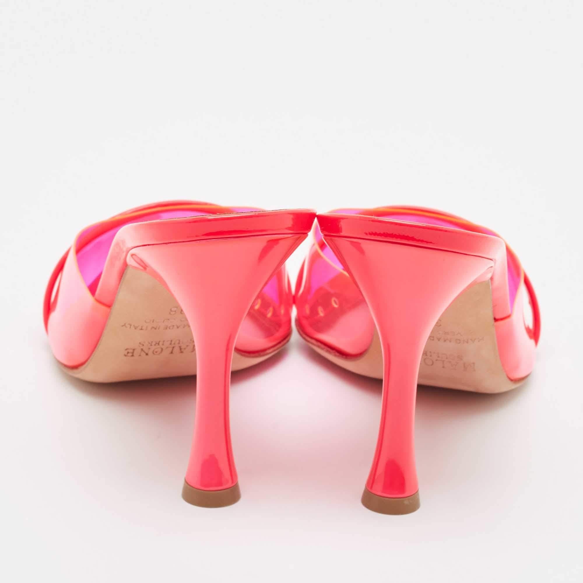 Donna Malone Souliers Sandali Joella in vernice e PVC rosa neon taglia 38 in vendita
