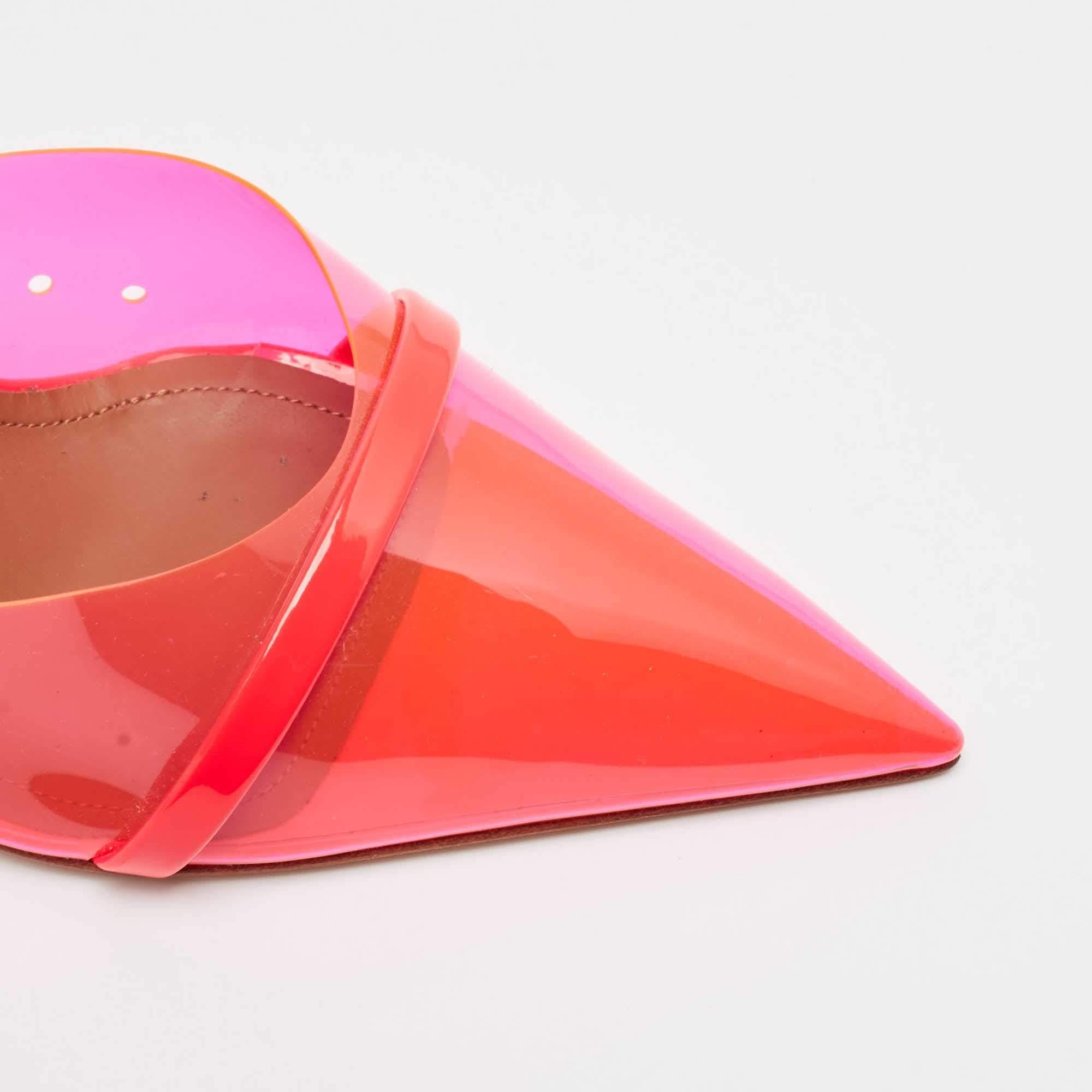 Malone Souliers Sandali Joella in vernice e PVC rosa neon taglia 38 in vendita 2