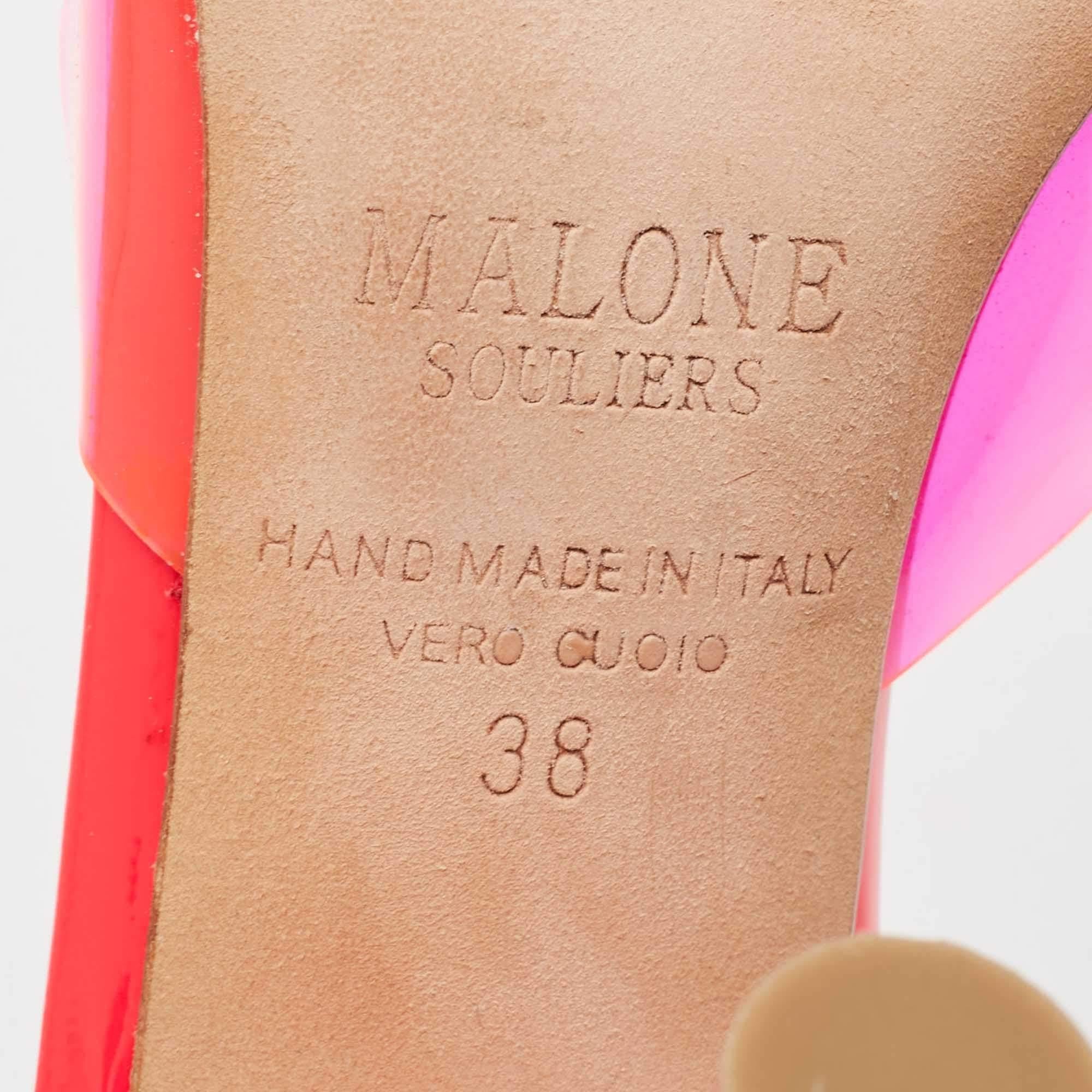 Malone Souliers Sandali Joella in vernice e PVC rosa neon taglia 38 in vendita 3