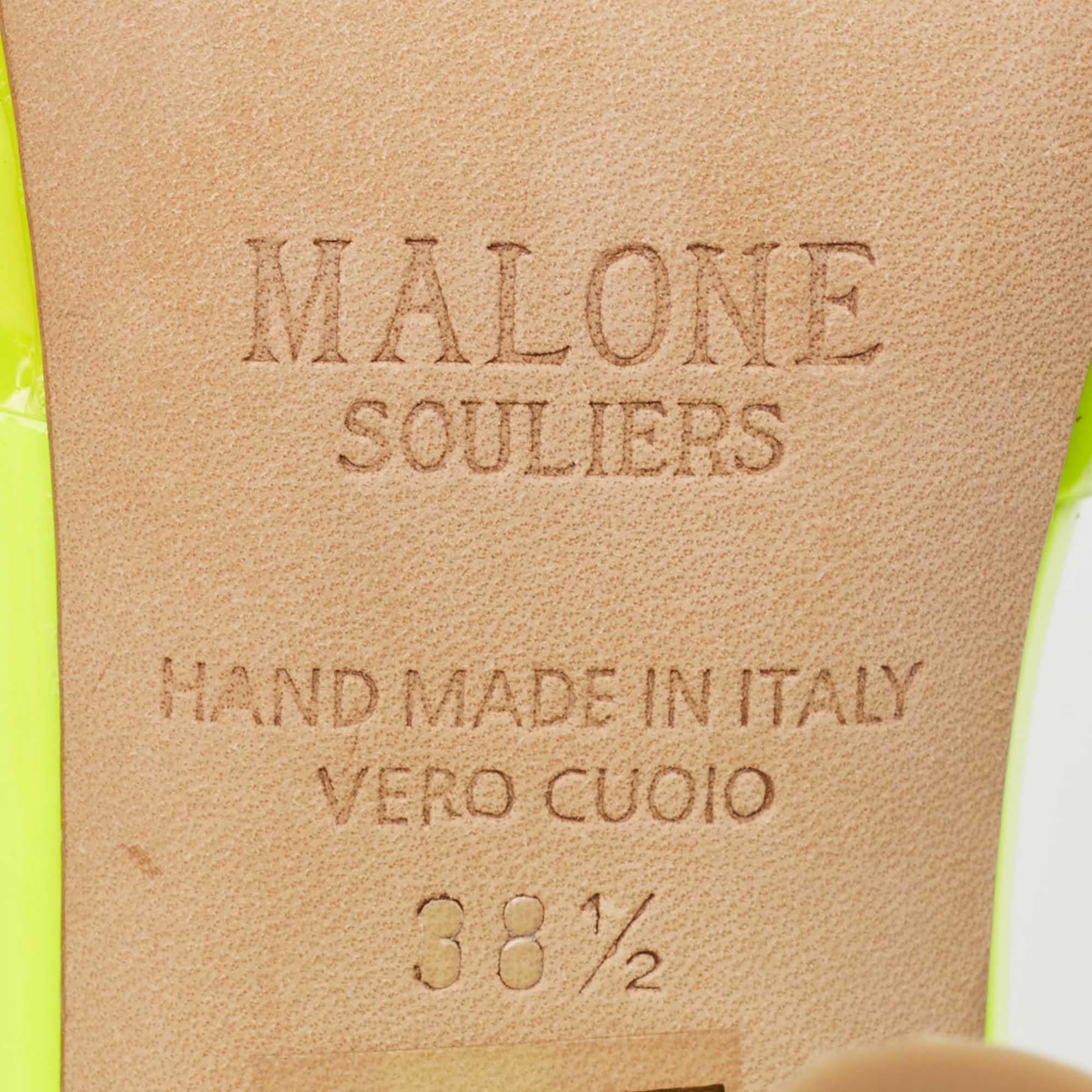 Malone Souliers Neon Yellow PVC and Patent Leather Iona Mules Size 38.5 For Sale 3