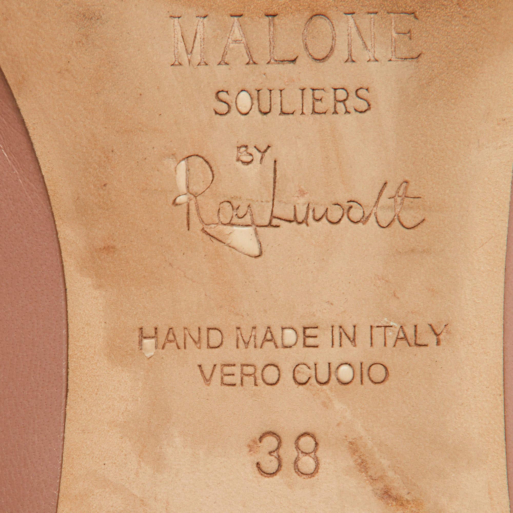 Malone Souliers Old Rose Leather Pointed Toe Mules Size 38 For Sale 3
