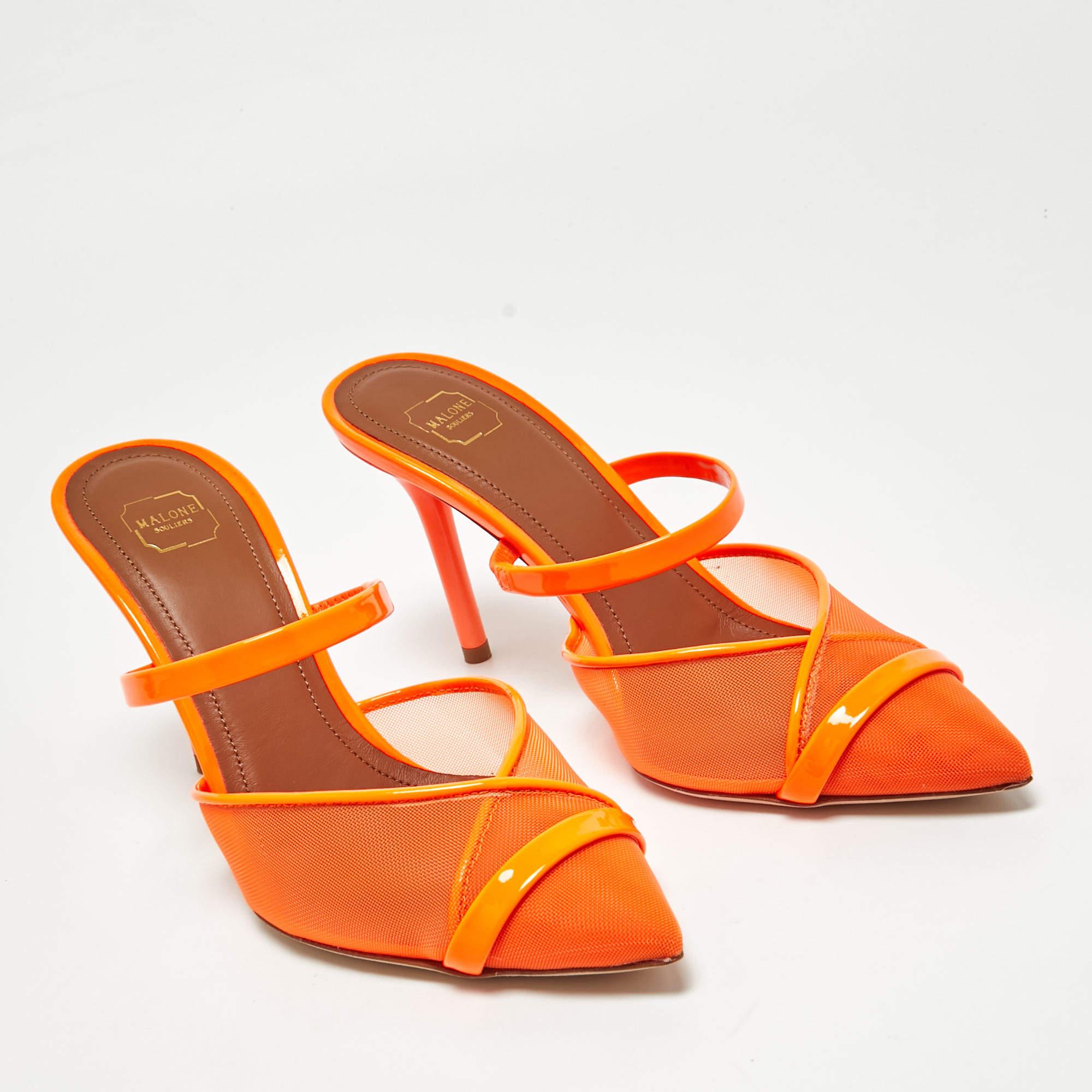 Malone Souliers - Mules in rete e vernice arancione Clio Taglia 35 In condizioni Nuovo in vendita a Dubai, Al Qouz 2