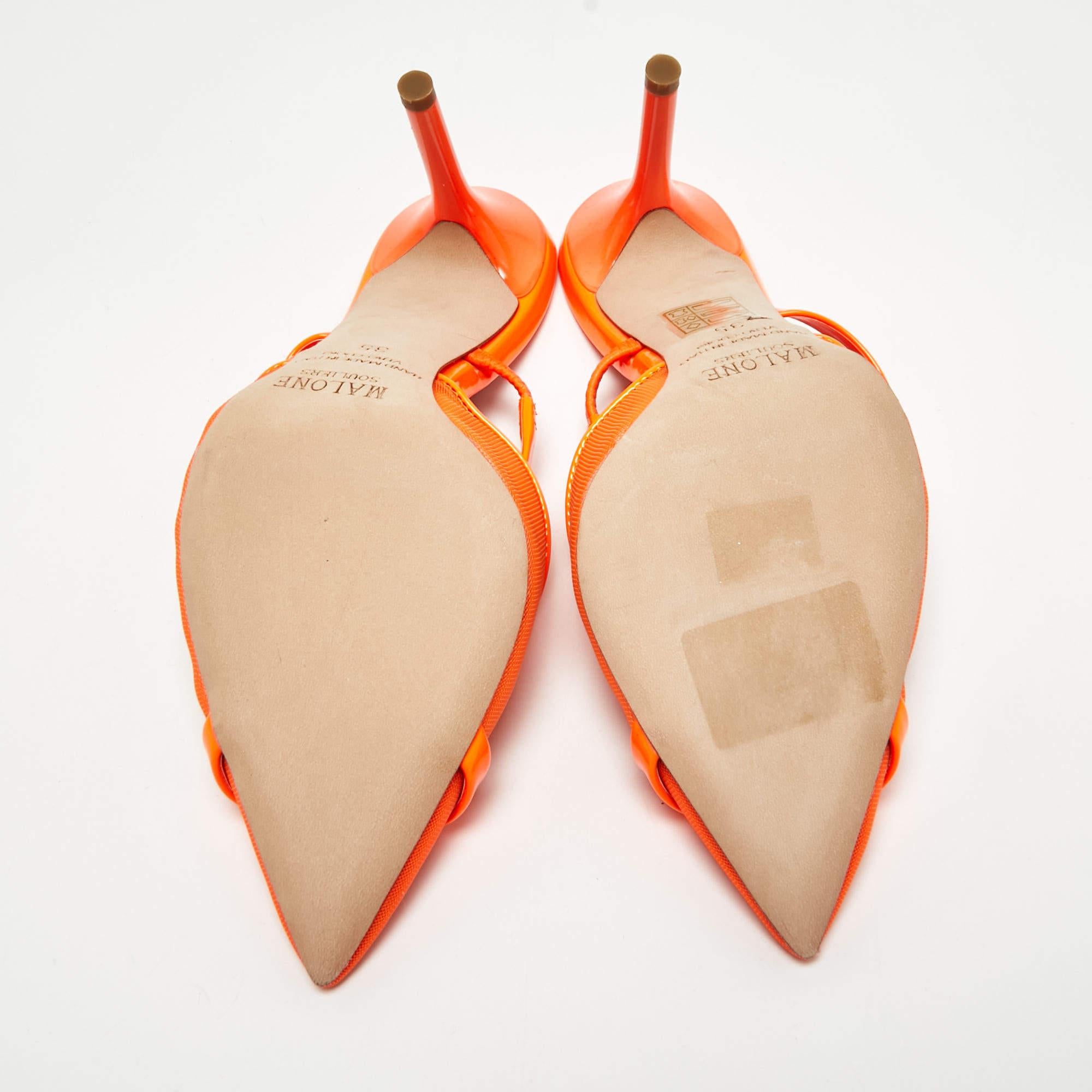 Malone Souliers - Mules in rete e vernice arancione Clio Taglia 35 in vendita 1