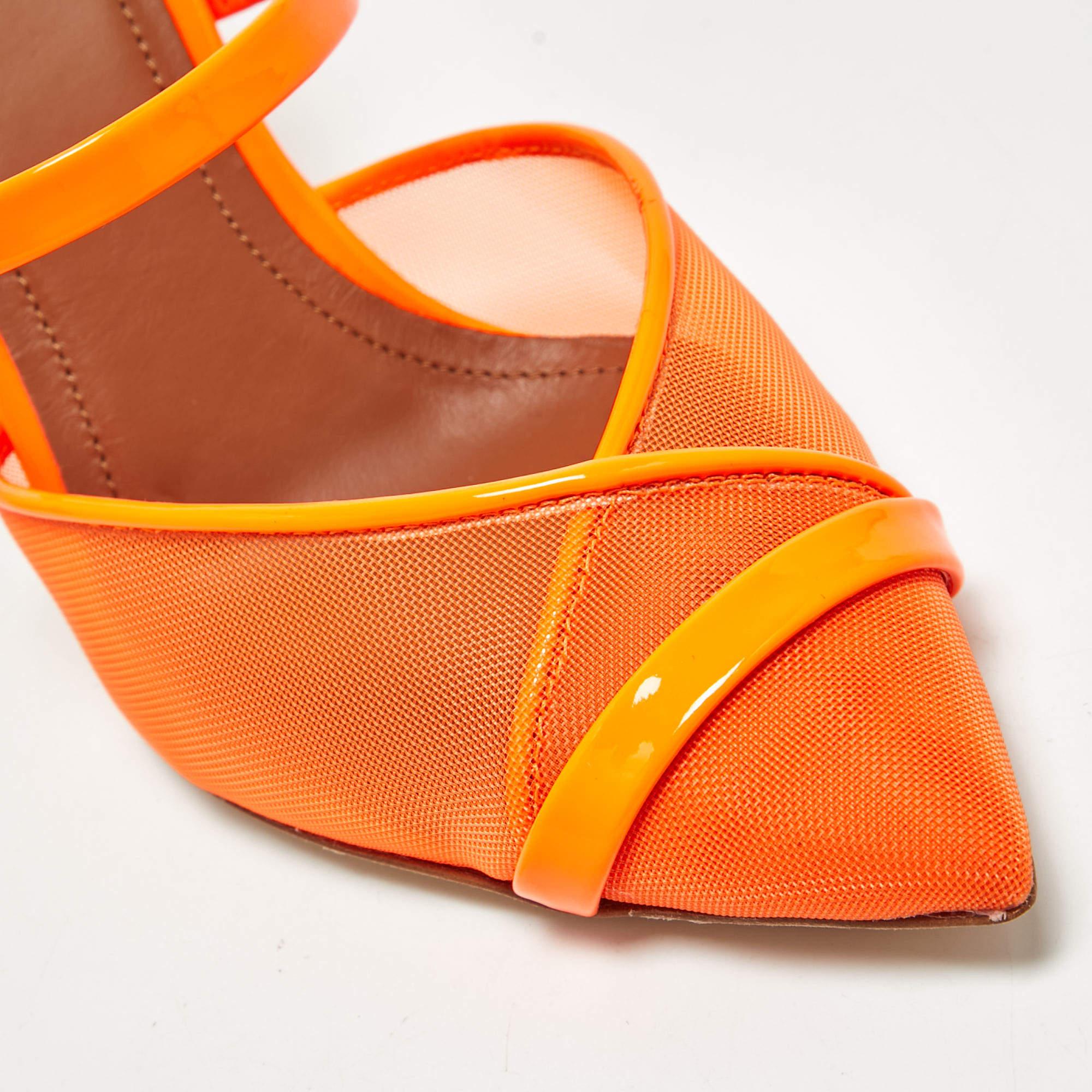 Malone Souliers - Mules in rete e vernice arancione Clio Taglia 35 in vendita 2