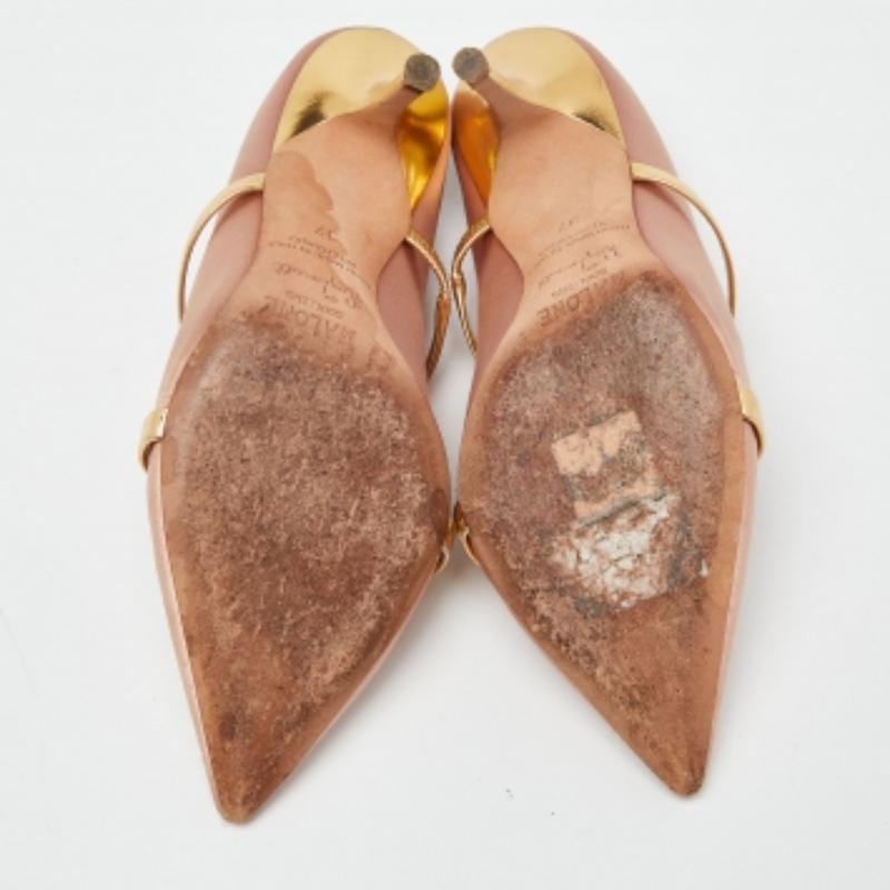 Malone Souliers Pfirsichfarbene Maureen Pantoletten aus Satin und Leder Größe 37 im Angebot 2