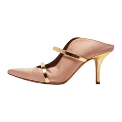 Malone Souliers Mules Maureen couleur pêche en satin et cuir, taille 37