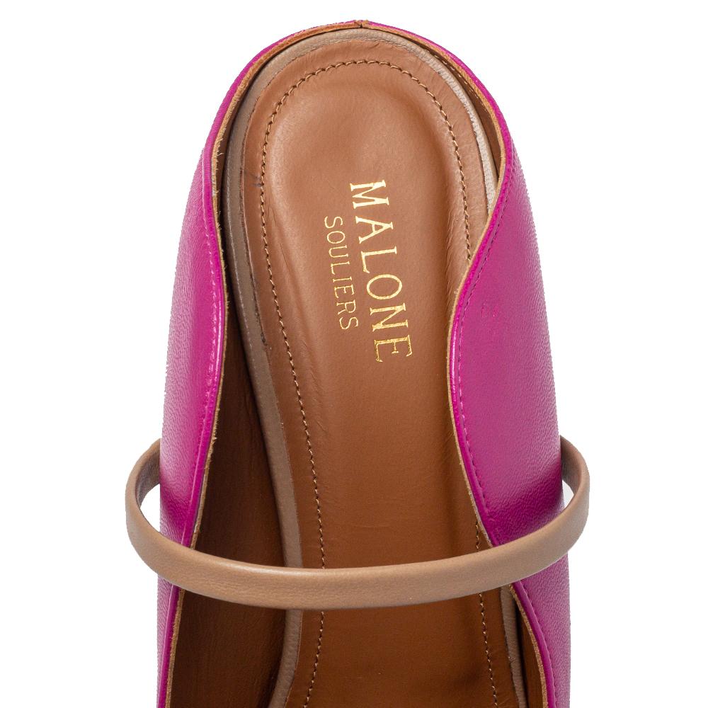 Women's Malone Souliers Pink /Beige Leather Maureen Pumps Size 40.5