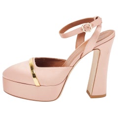 Malone Souliers Pink/Gold Satin Platform Mora Pumps Size 39