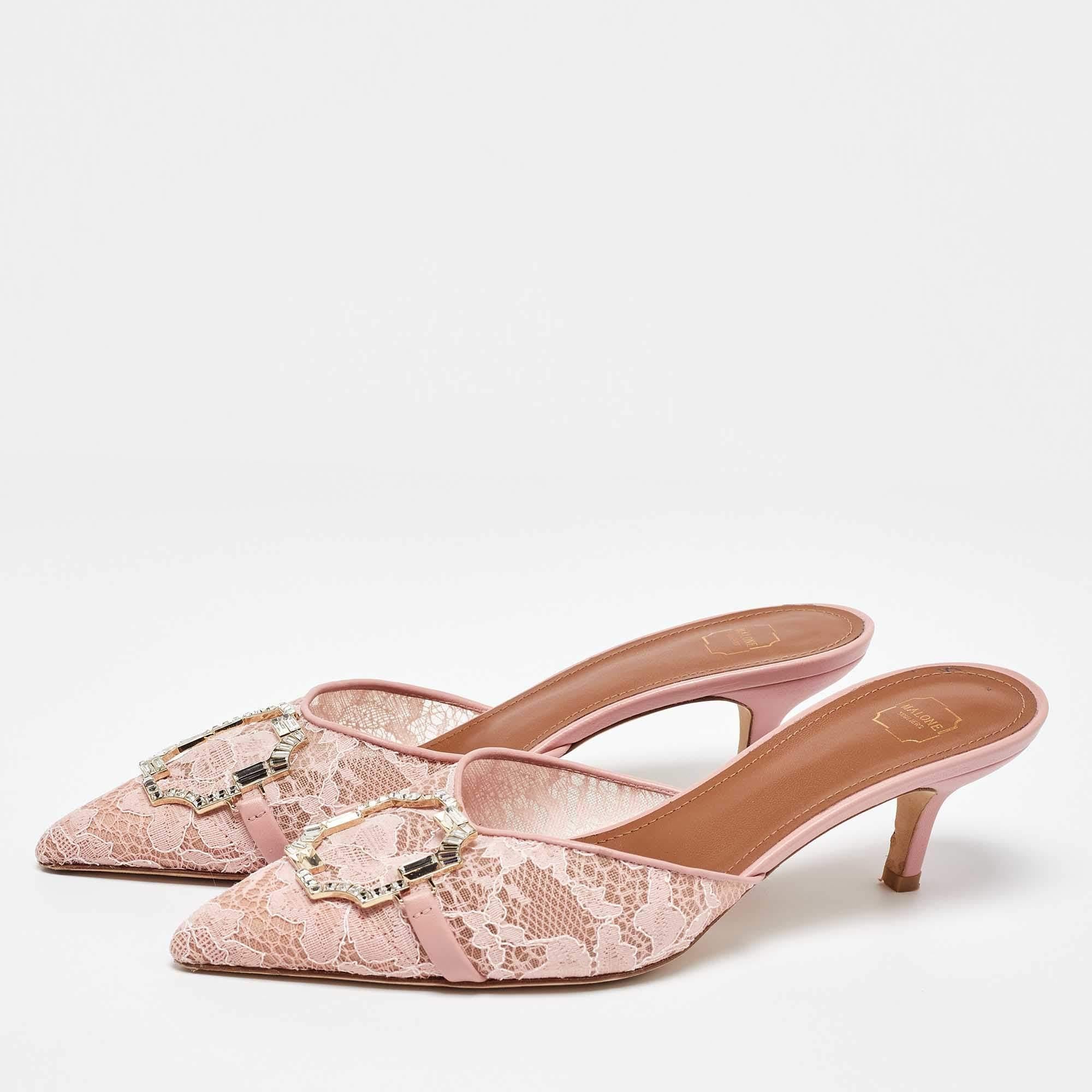 Malone Souliers brings you the perfect pair of mules to celebrate the season in. Crafted from lace these sandals are comfortable and easy to flaunt.