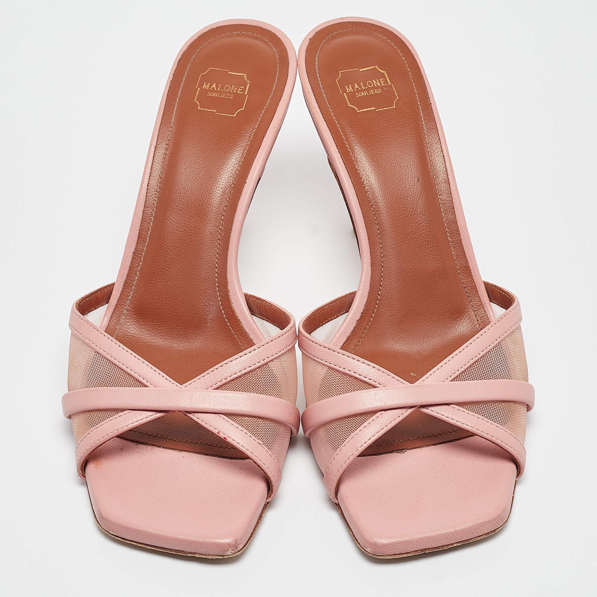Marrone Malone Souliers Sandali Perla in pelle e rete rosa misura 37