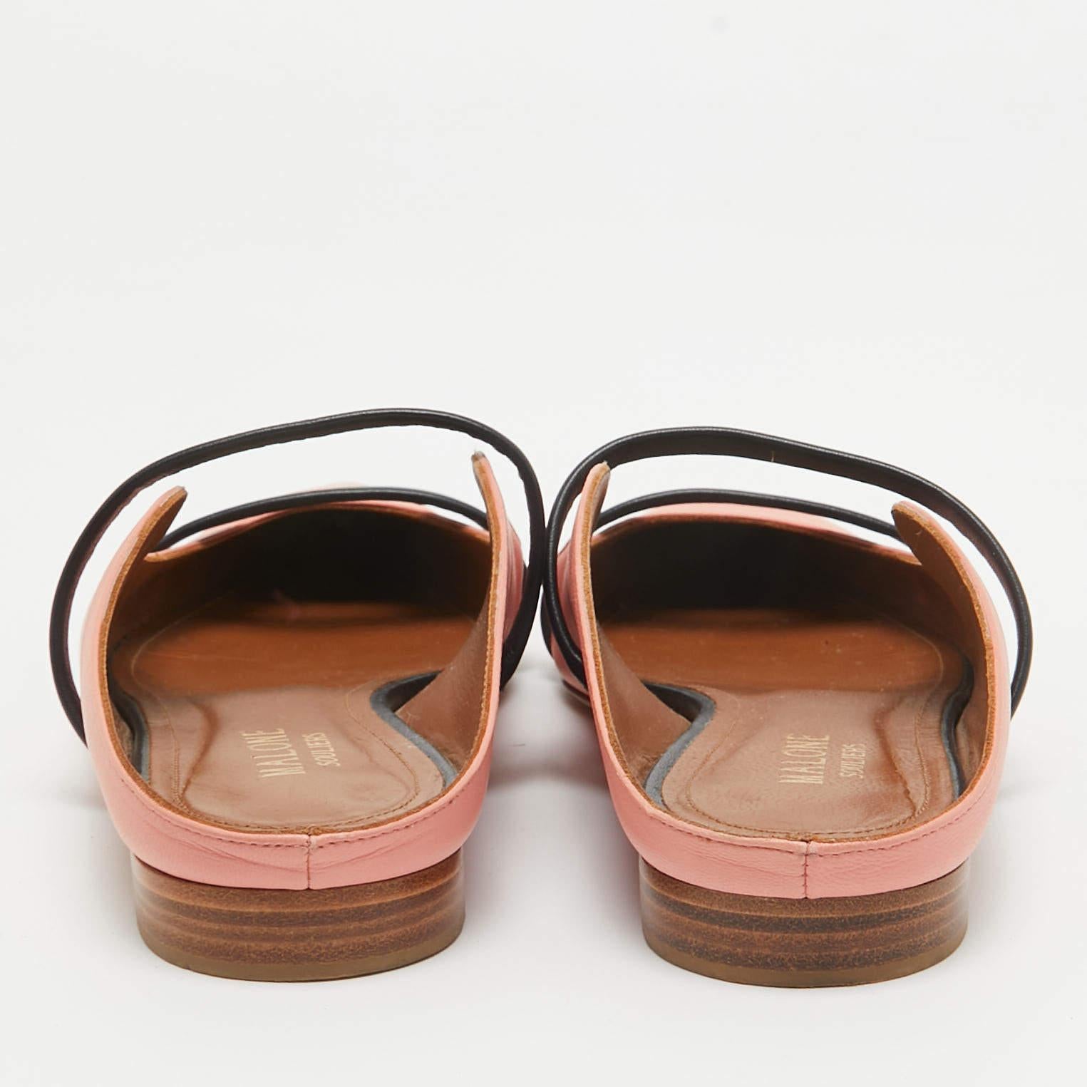 Women's Malone Souliers Pink Leather Maureen Flat Mules Size 37