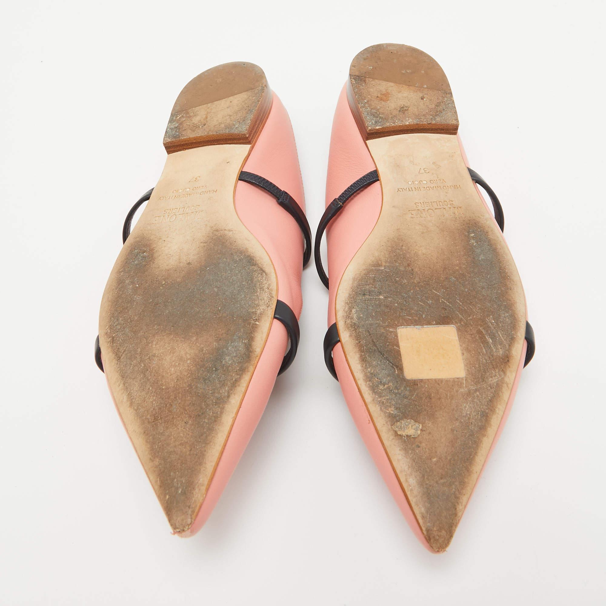 Malone Souliers Pink Leather Maureen Flat Mules Size 37 1