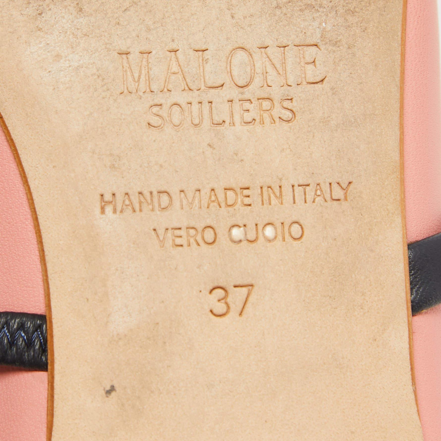Malone Souliers Pink Leather Maureen Flat Mules Size 37 3