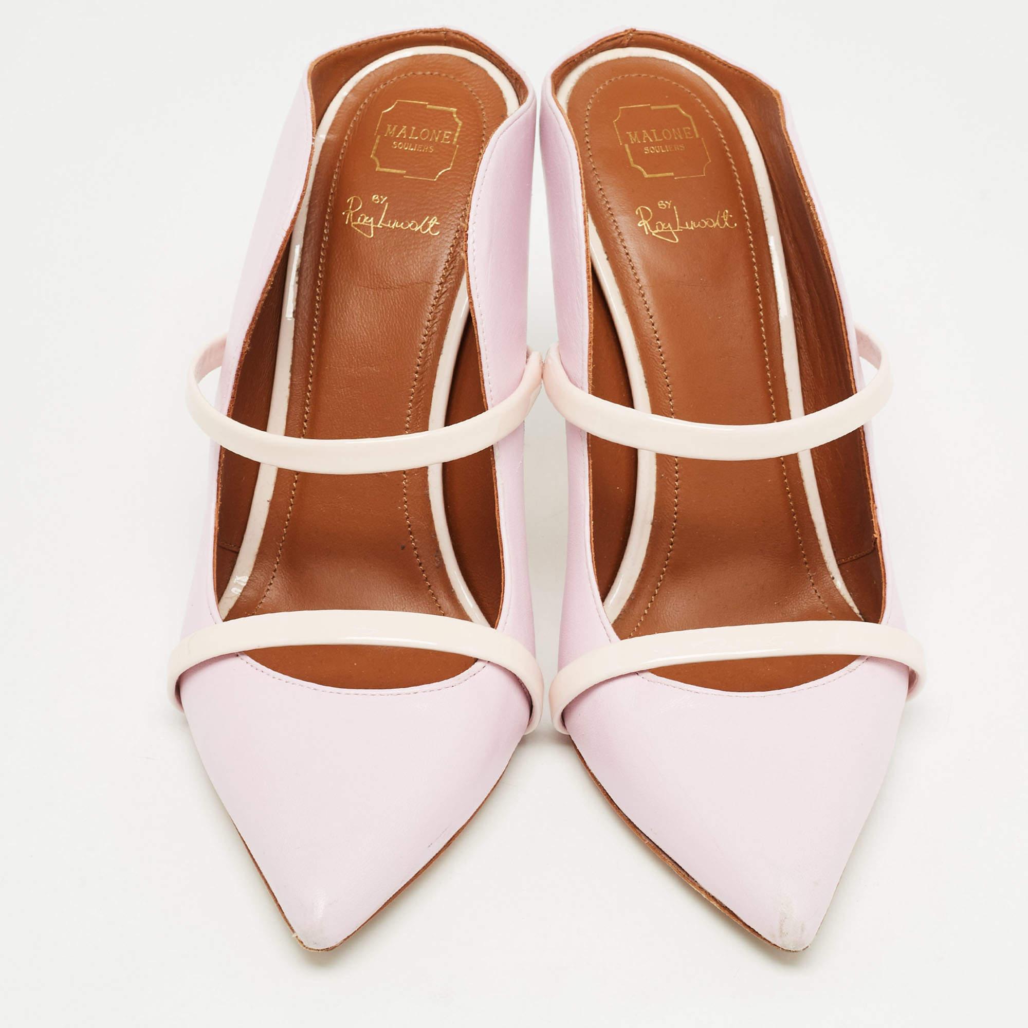 Beige Malone Souliers  Pink Leather Maureen Mules Size 37