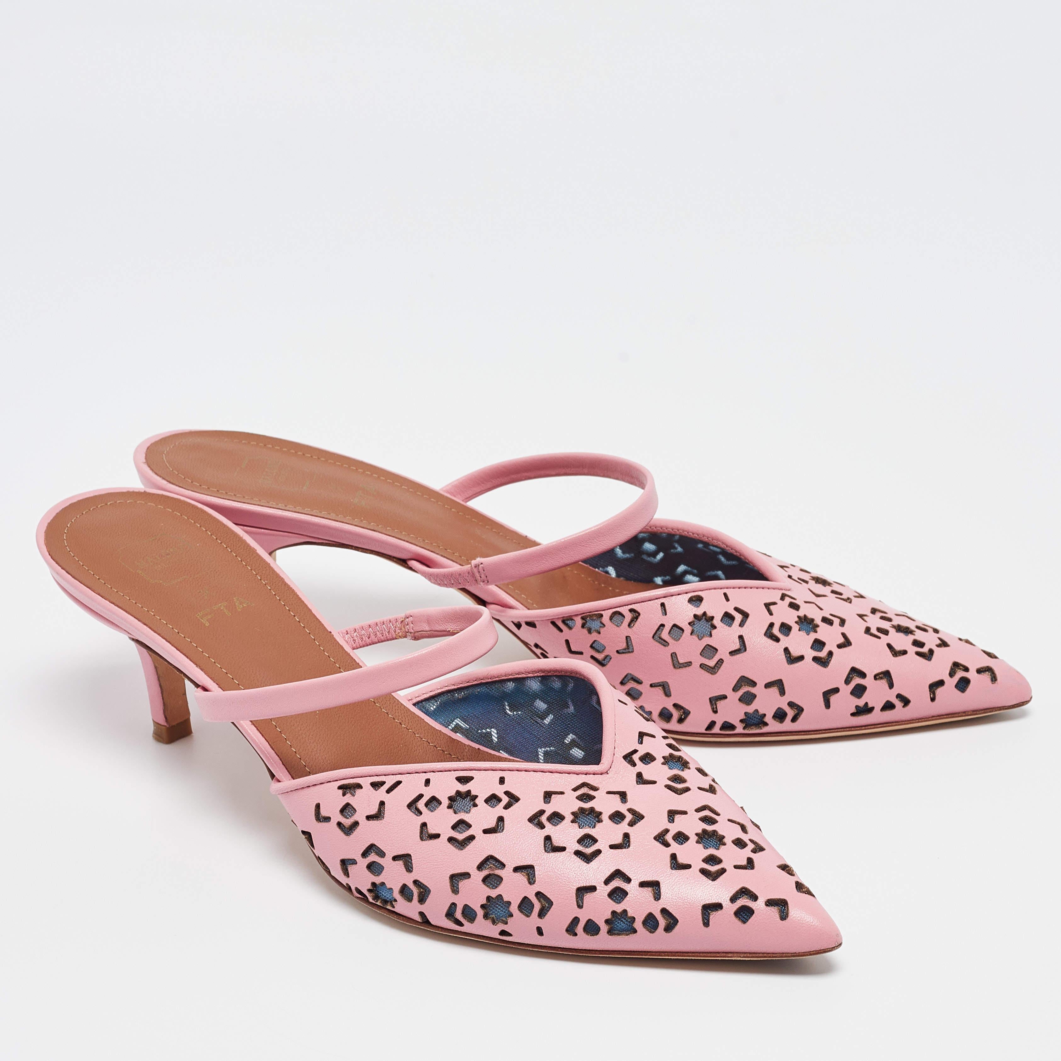 Malone Souliers Rosa Maureen Pantoletten aus Leder Größe 38 im Zustand „Gut“ im Angebot in Dubai, Al Qouz 2