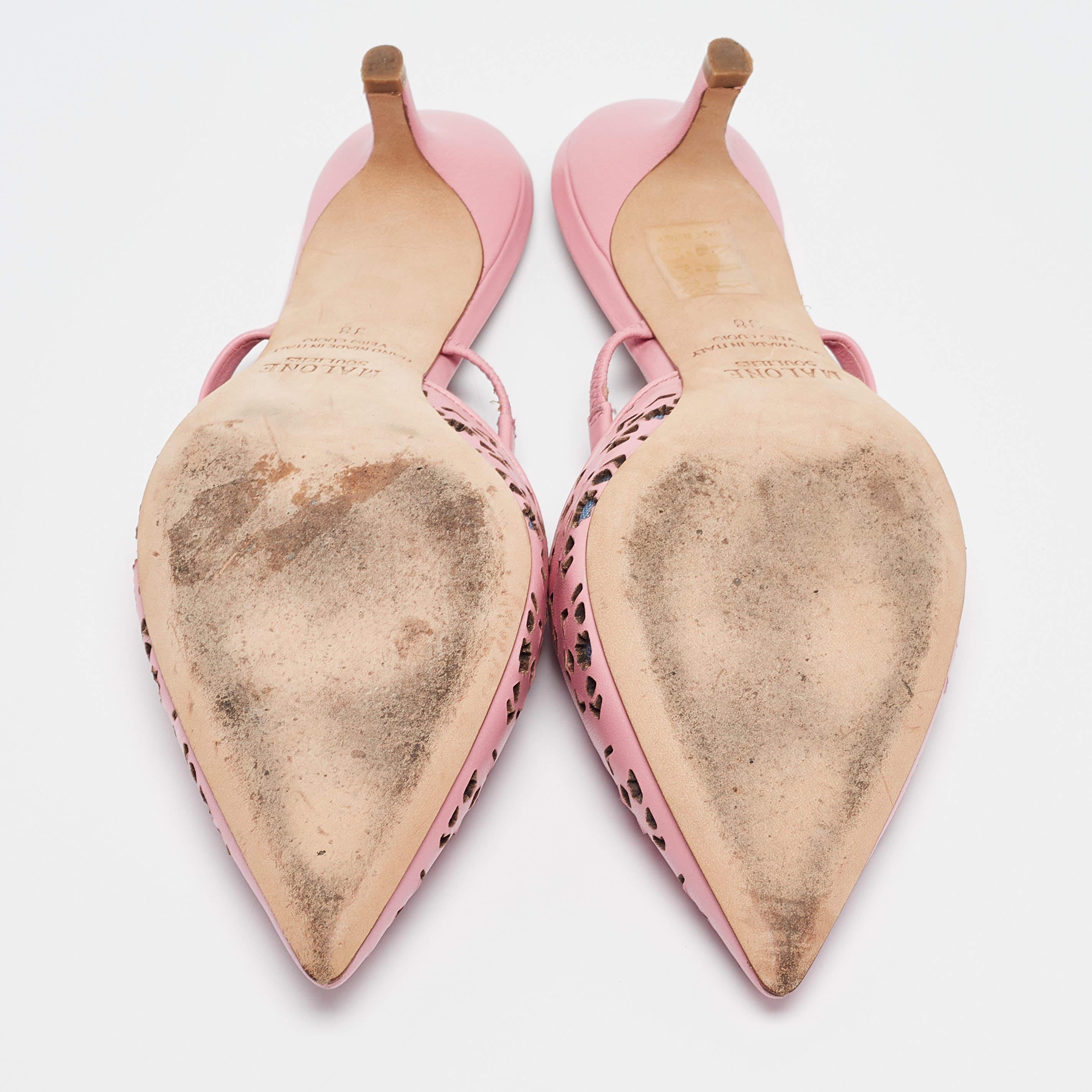 Malone Souliers Rosa Maureen Pantoletten aus Leder Größe 38 im Angebot 1